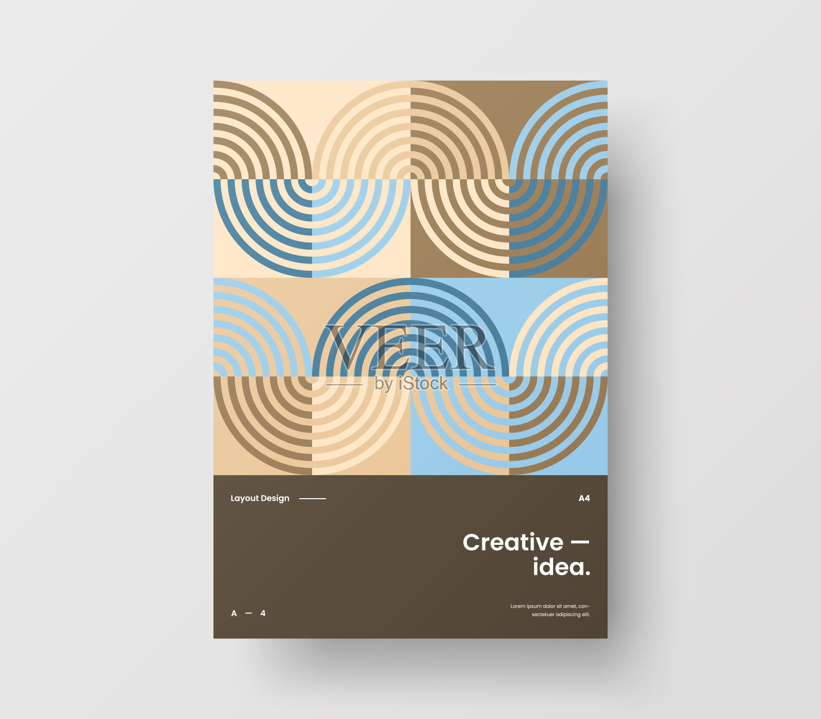 惊人的业务表示向量A4垂直方向的首页模拟。现代企业报表封面抽象几何插图设计布局。公司身份手册模板。设计模板素材