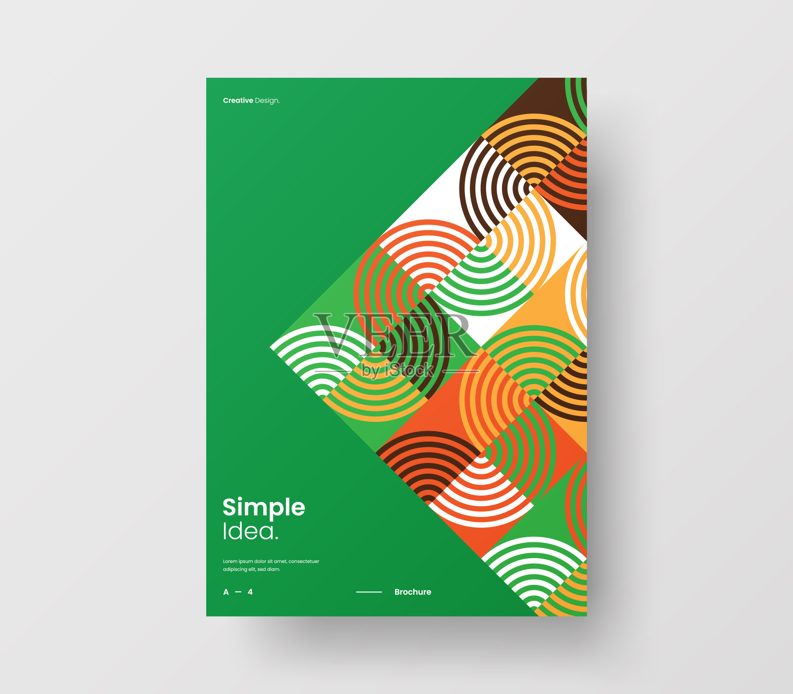 惊人的业务表示向量A4垂直方向的首页模拟。现代企业报表封面抽象几何插图设计布局。公司身份手册模板。设计模板素材