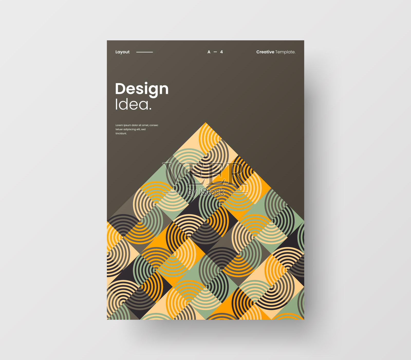 惊人的业务表示向量A4垂直方向的首页模拟。现代企业报表封面抽象几何插图设计布局。公司身份手册模板。设计模板素材