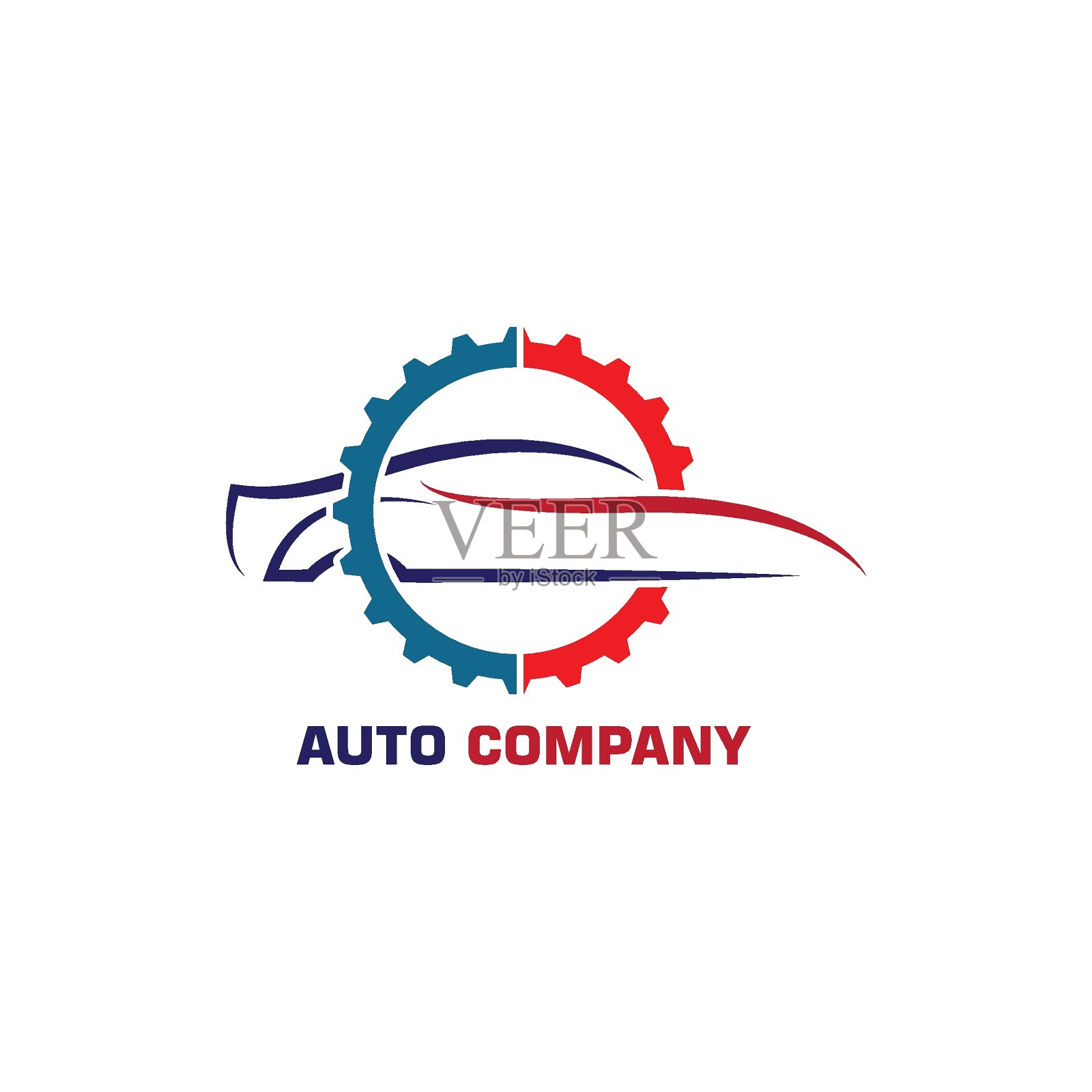 矢量汽车插图与齿轮模板设计插画图片素材