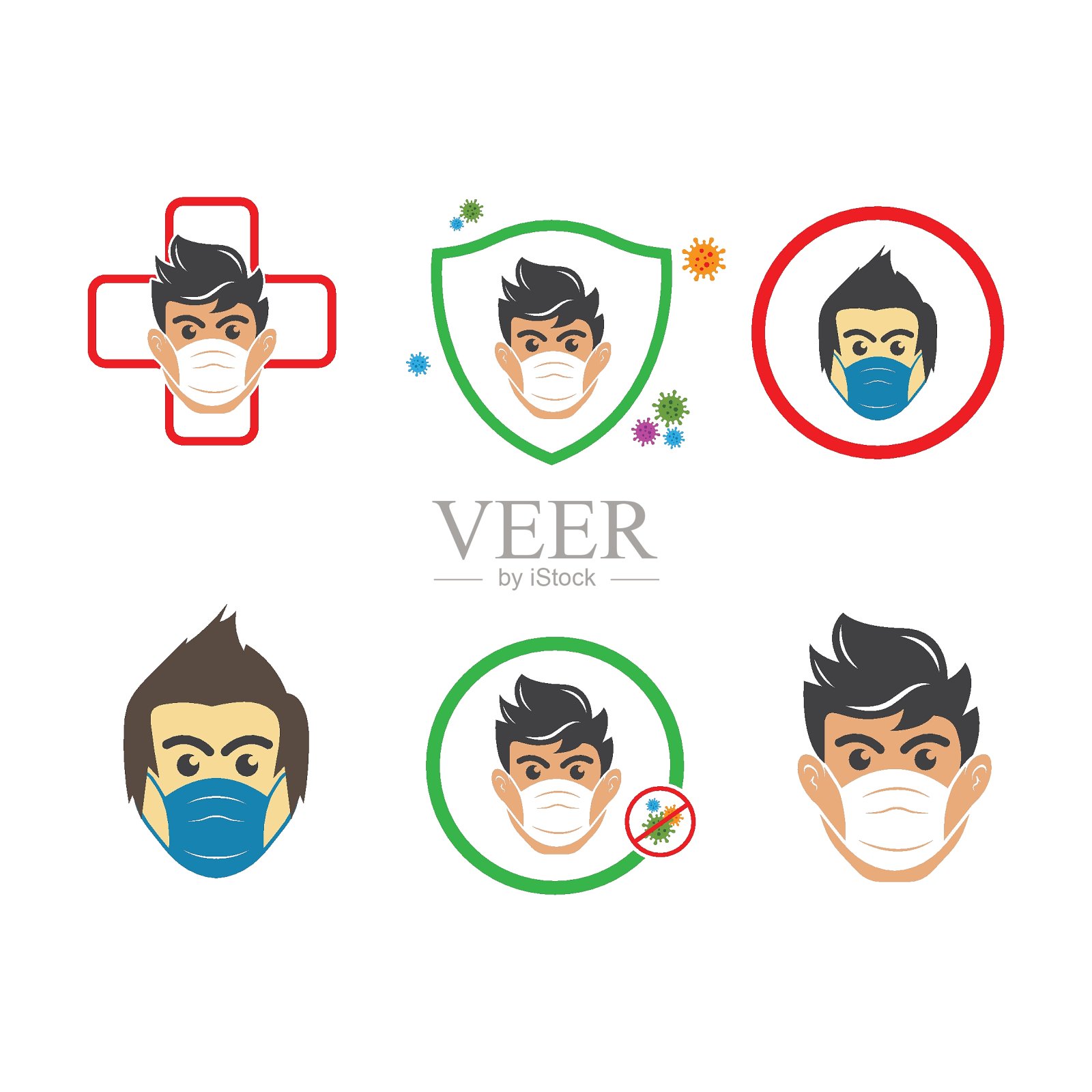 使用污染口罩载体的人脸插画图片素材