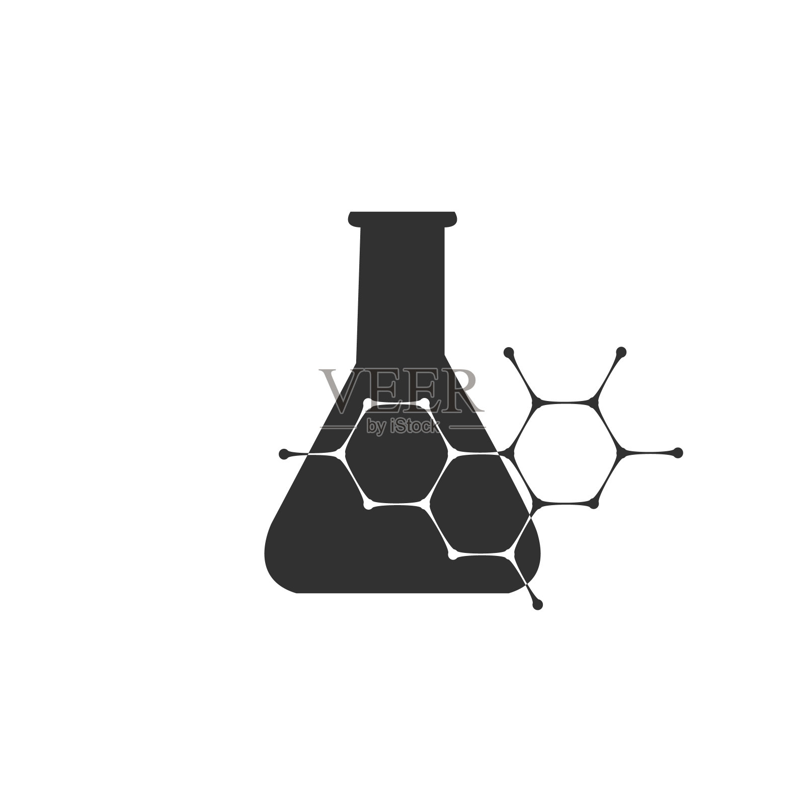 实验室化学设备，试管图标，实验室烧瓶图标。股票矢量插图孤立的白色背景。插画图片素材