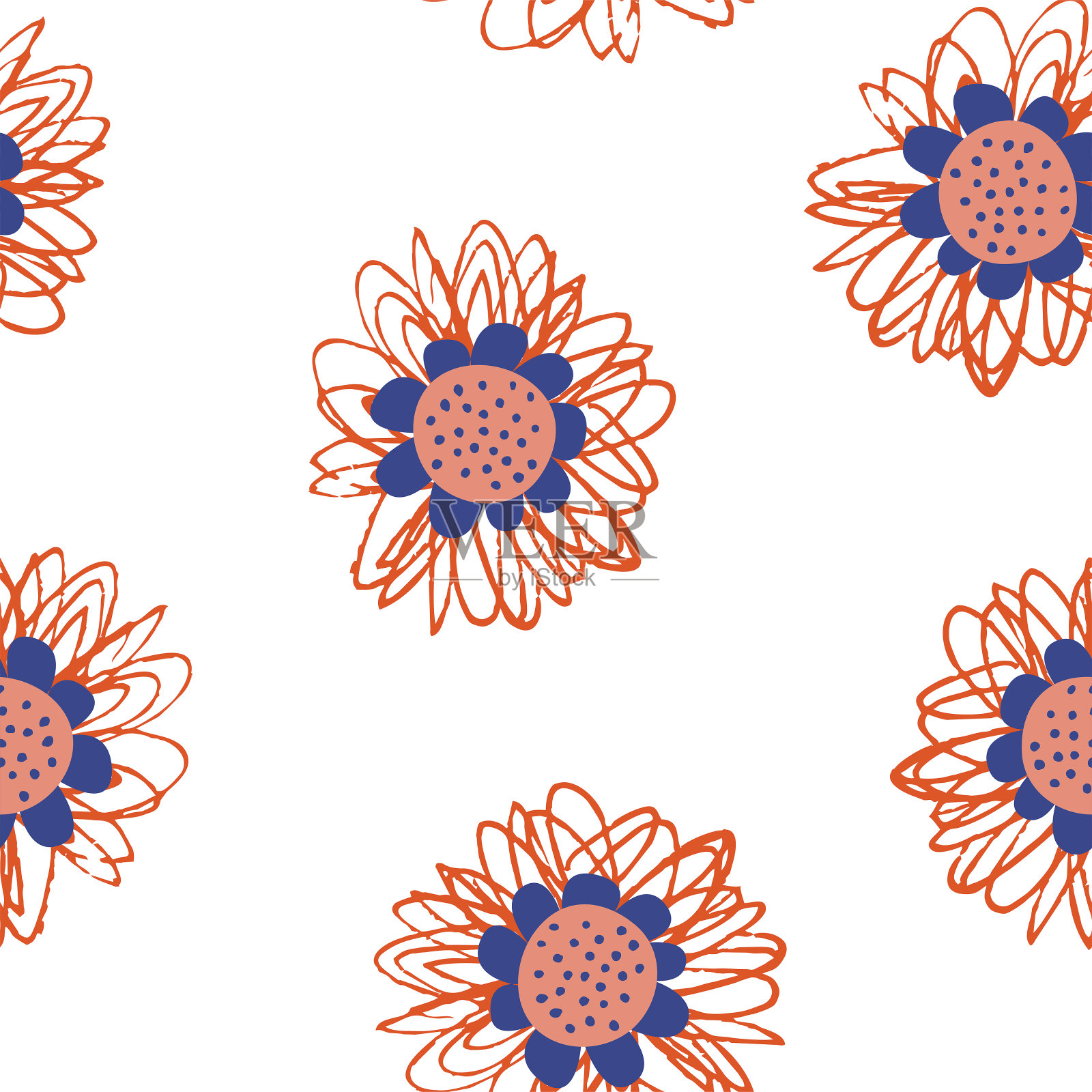 在白色背景上无缝的花卉图案。矢量插图。插画图片素材