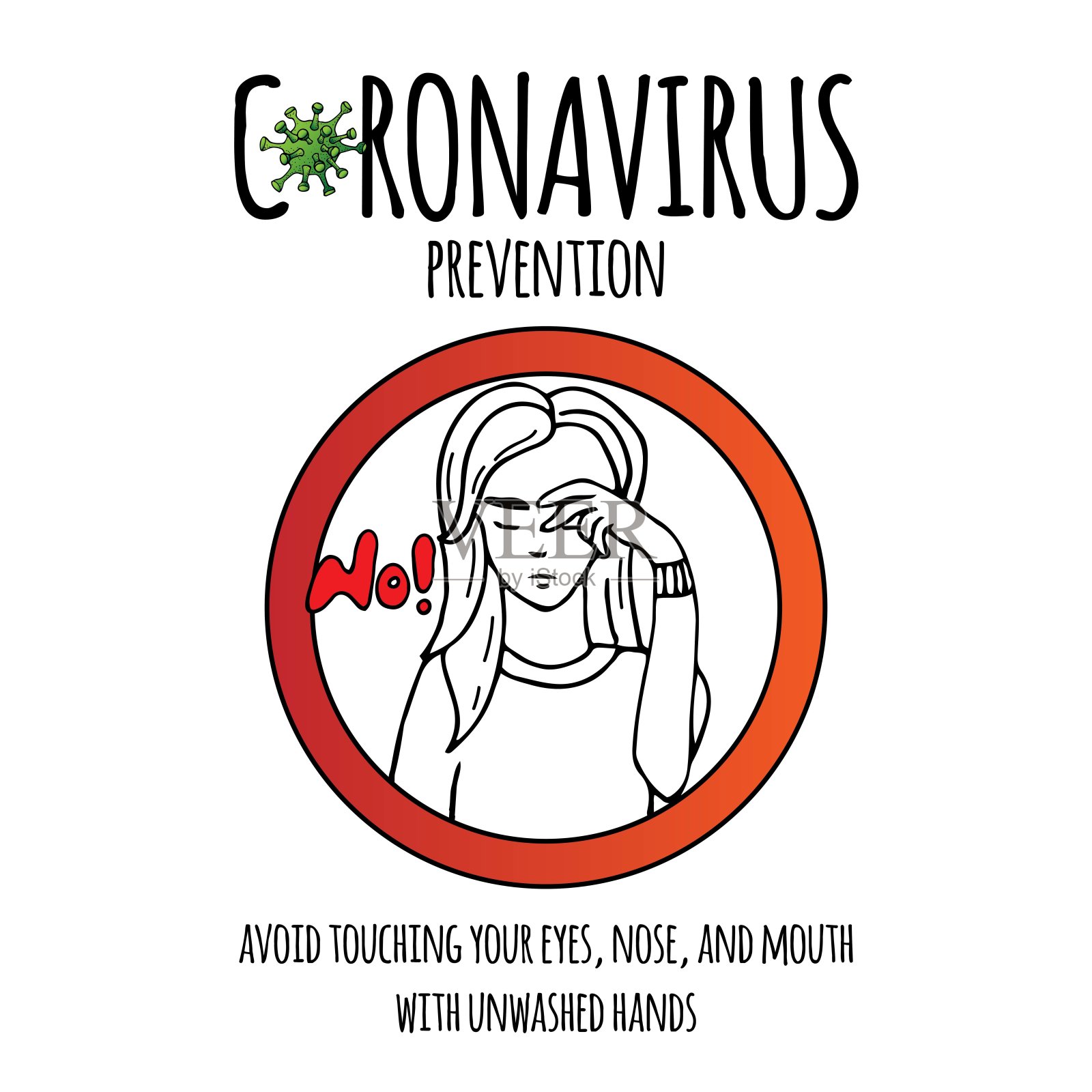 手绘的冠状病毒分子矢量图标插画图片素材