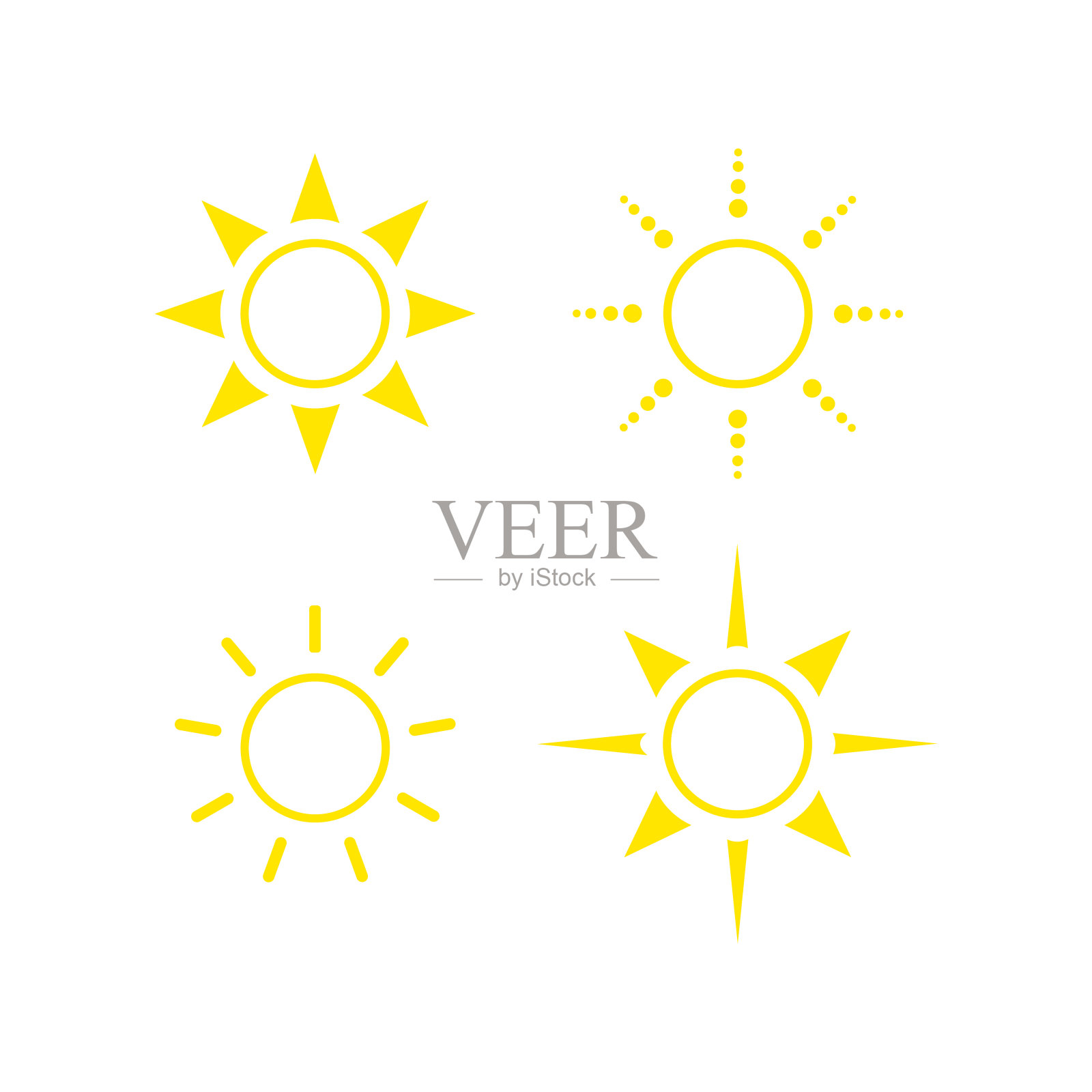 太阳的收藏。一组太阳矢量插图插画图片素材