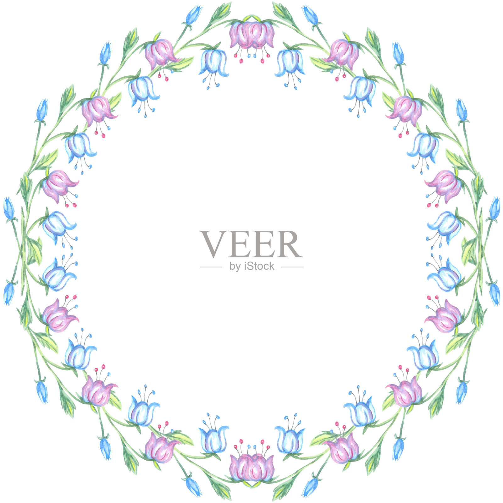 装饰钟圆框花序插画图片素材