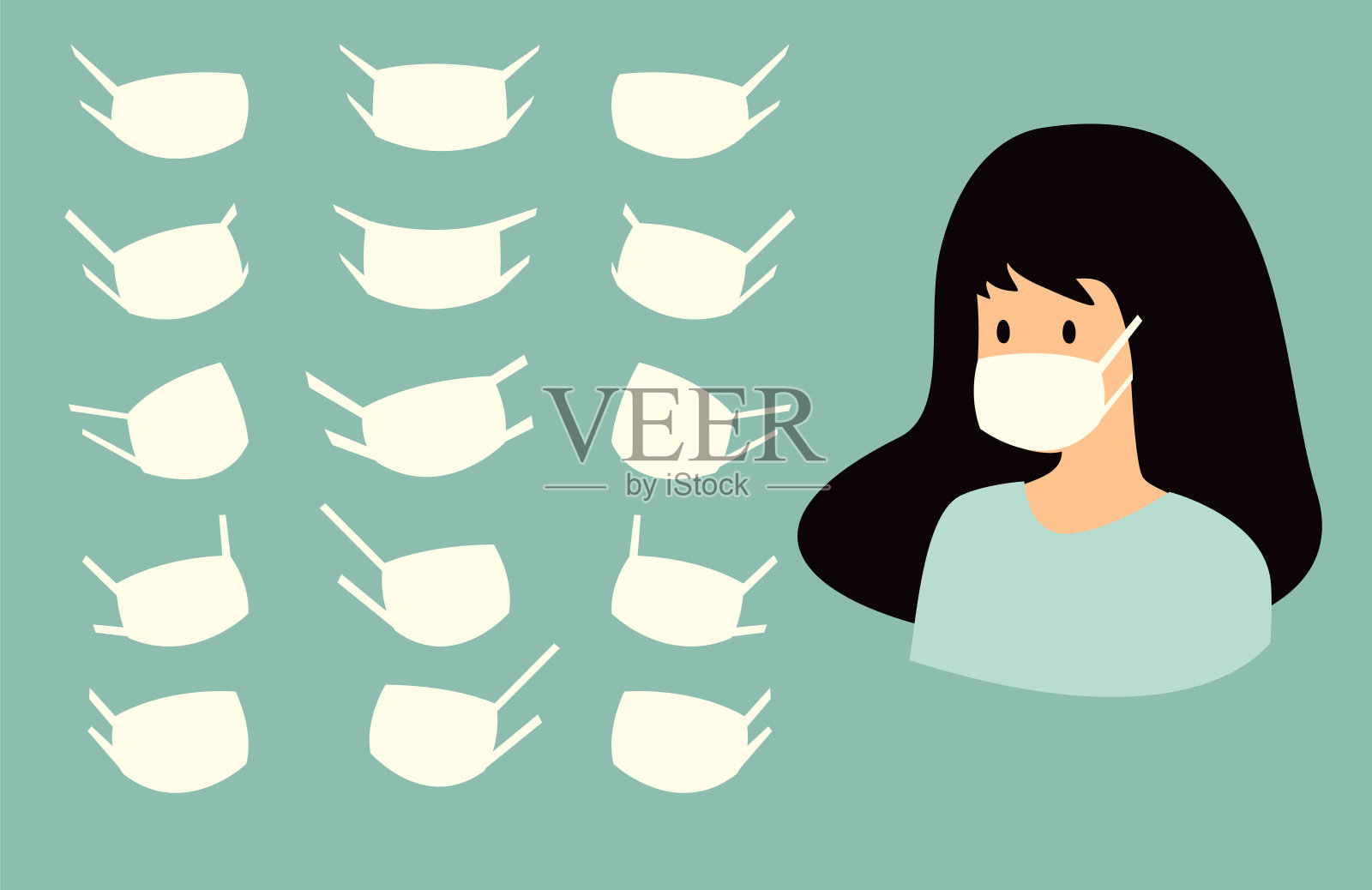 医用口罩模板收集矢量插图插画图片素材
