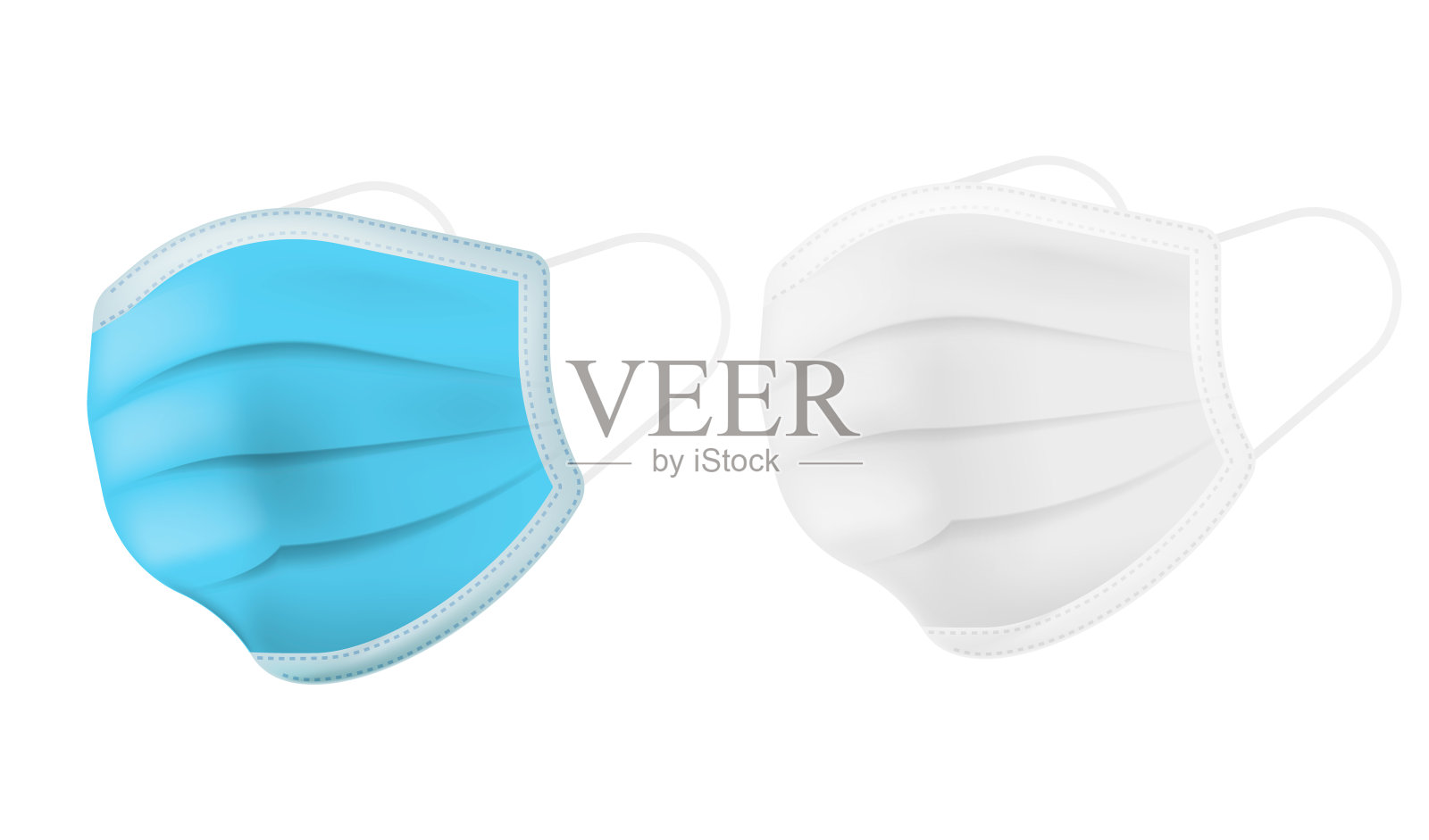 医用口罩隔离在白色背景上。矢量插图。设计元素图片