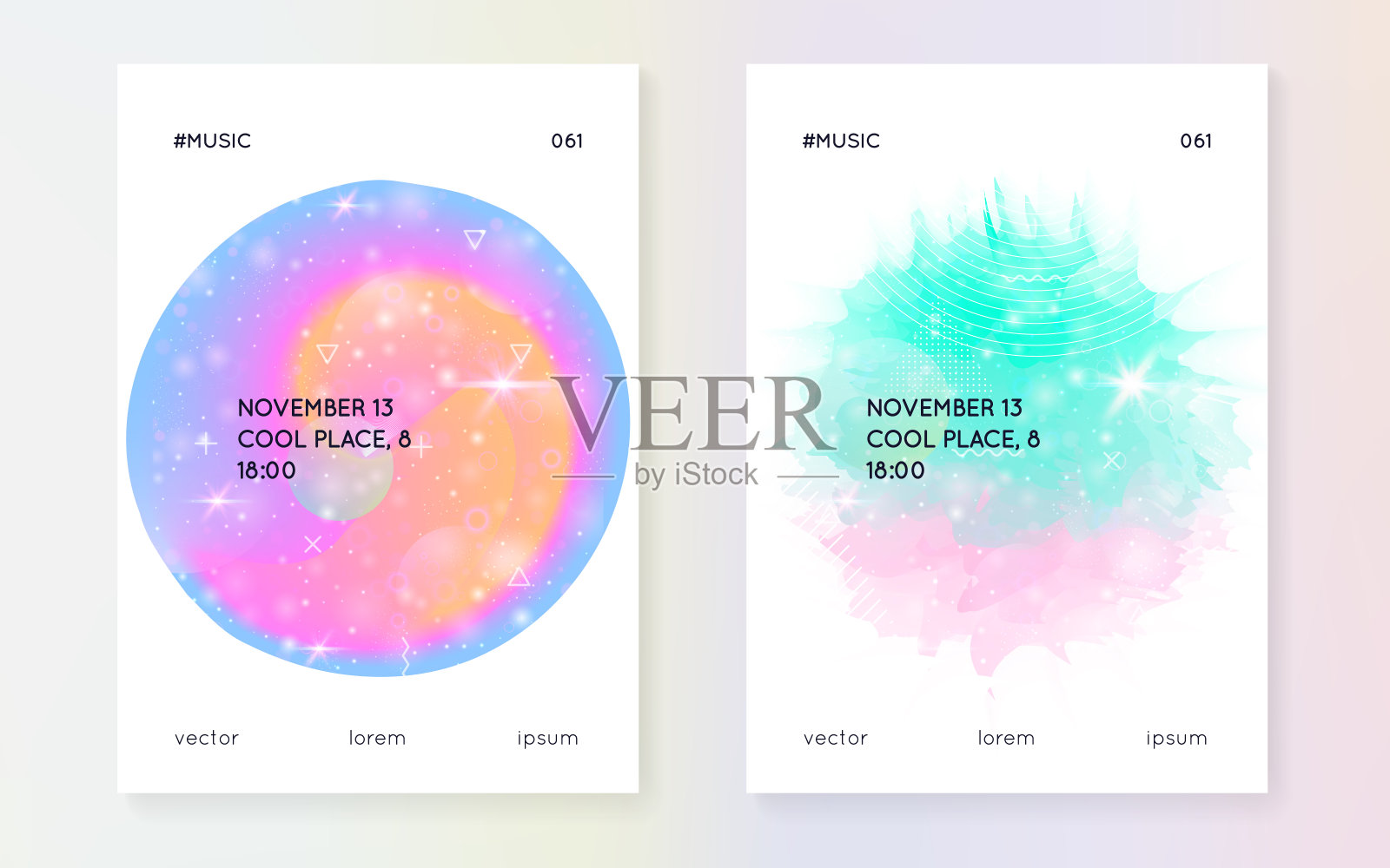 全息背景。公主梯度。卡哇伊的独角兽hologr设计模板素材