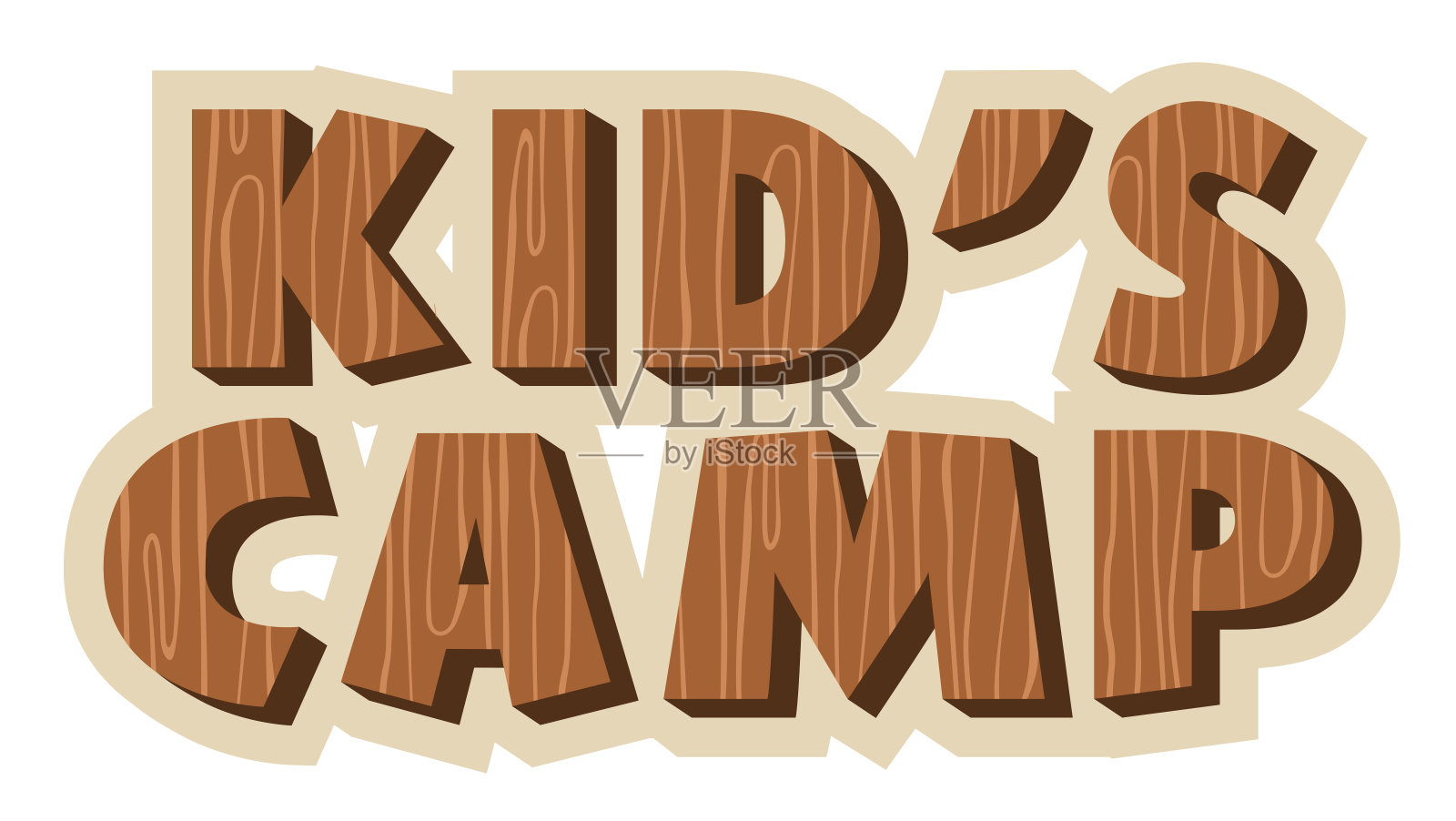 矢量夏季儿童夏令营木材标志。设计元素图片