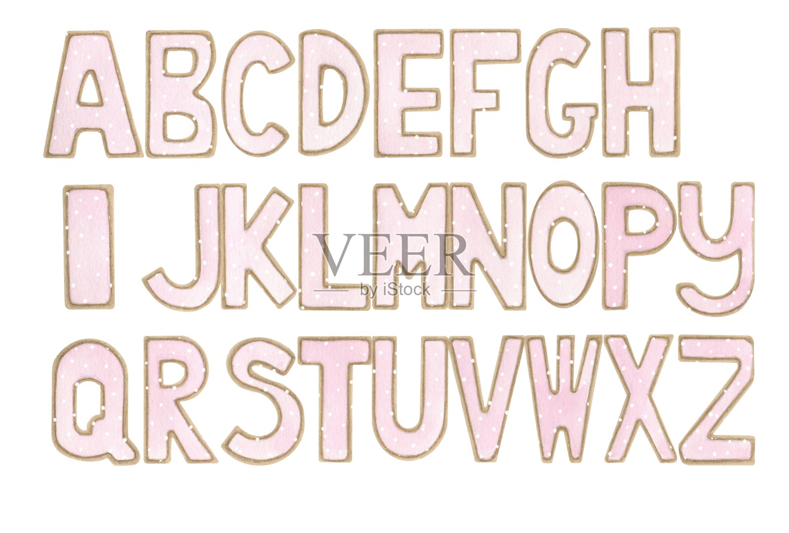 粉色的abc和金色的圆点插画图片素材