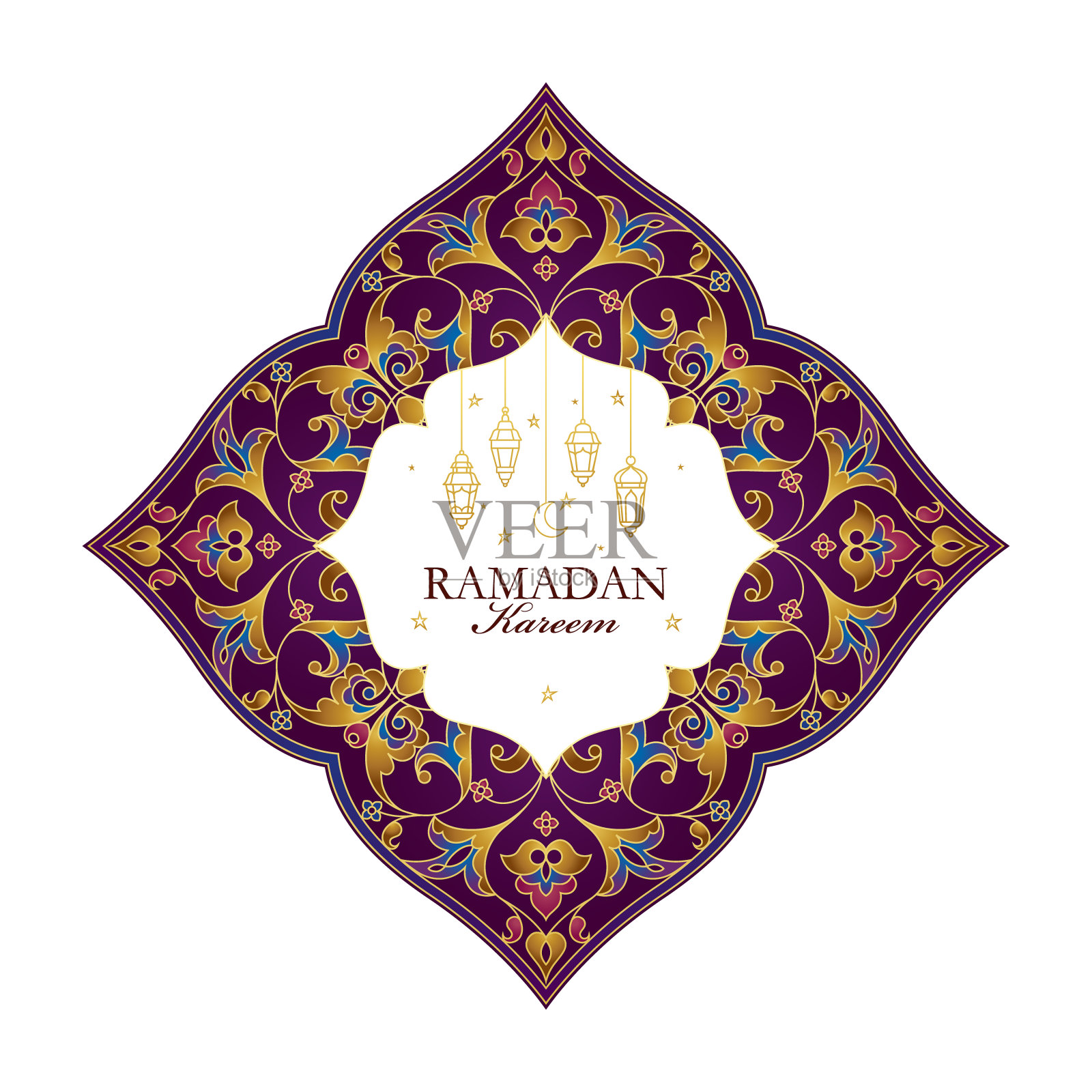 矢量卡为斋月卡里姆问候。斋月的黄金装饰。插画图片素材