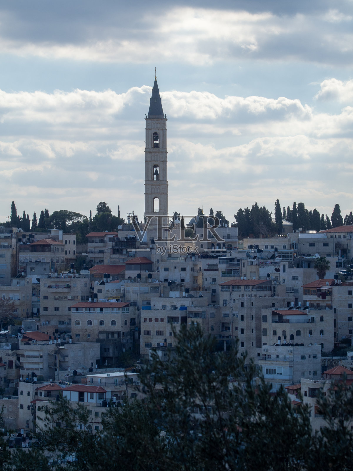 从奥古斯塔维多利亚医院看到的耶路撒冷At-Tur社区照片摄影图片