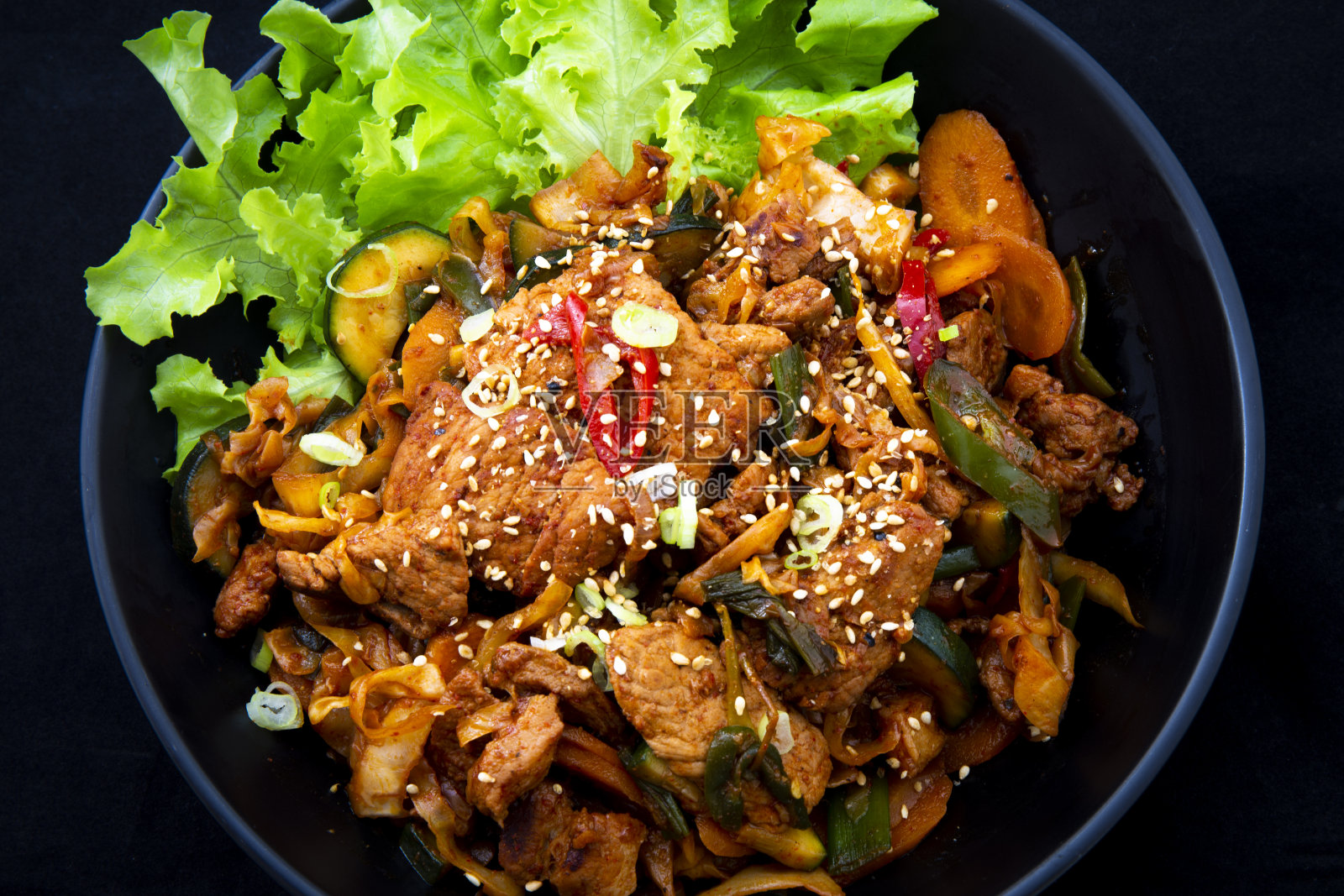 辣炒猪肉照片摄影图片