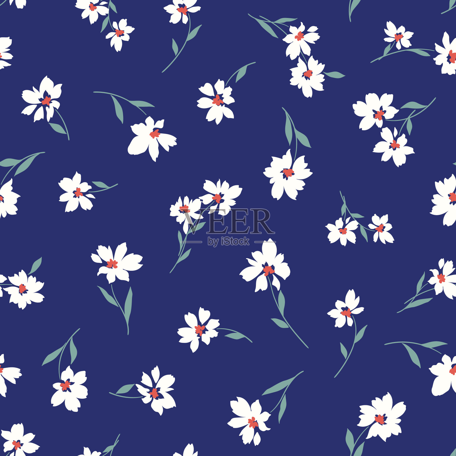 无缝矢量图案的美丽花朵，插画图片素材