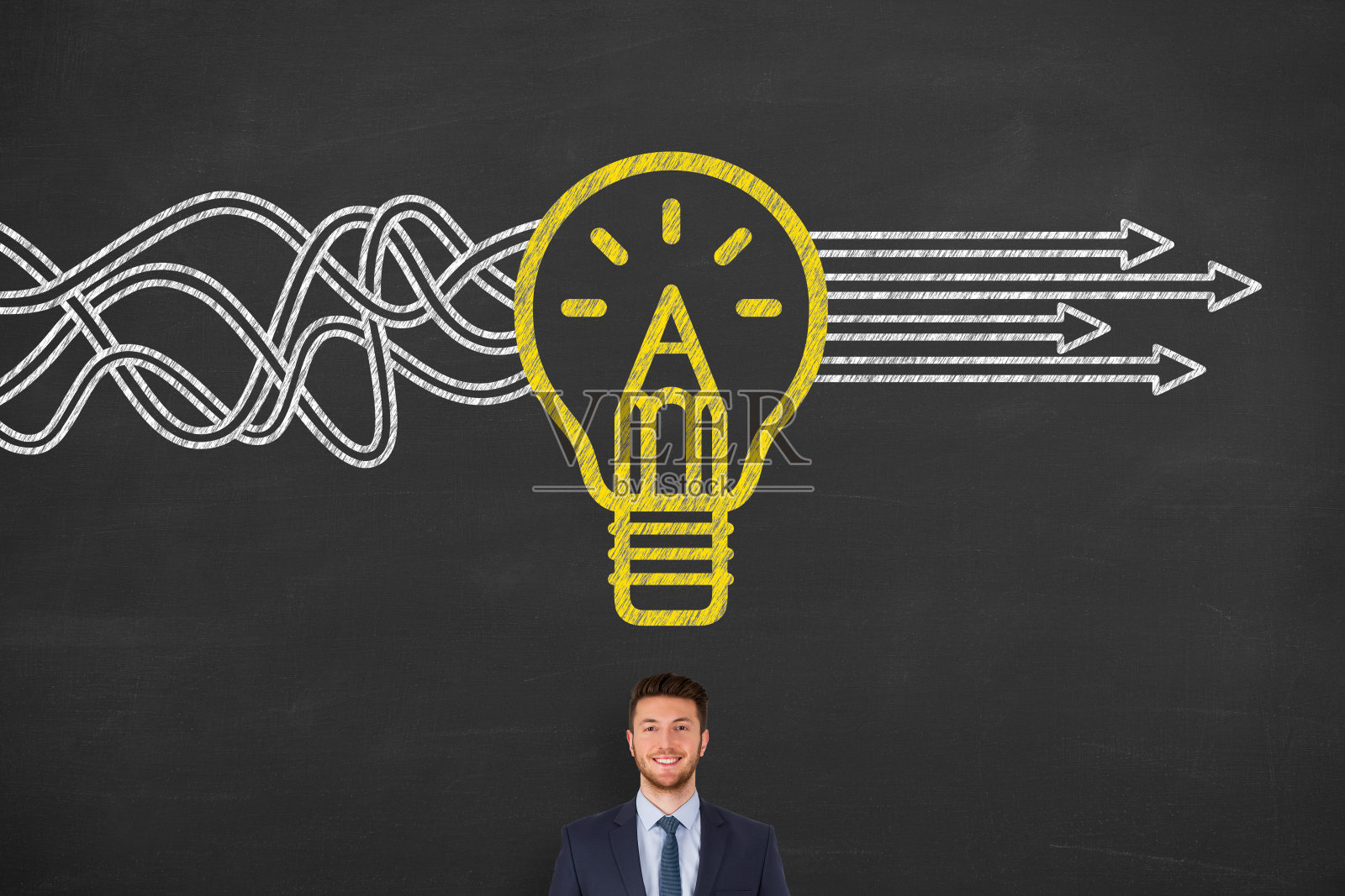 创新的想法解决概念在黑板上照片摄影图片