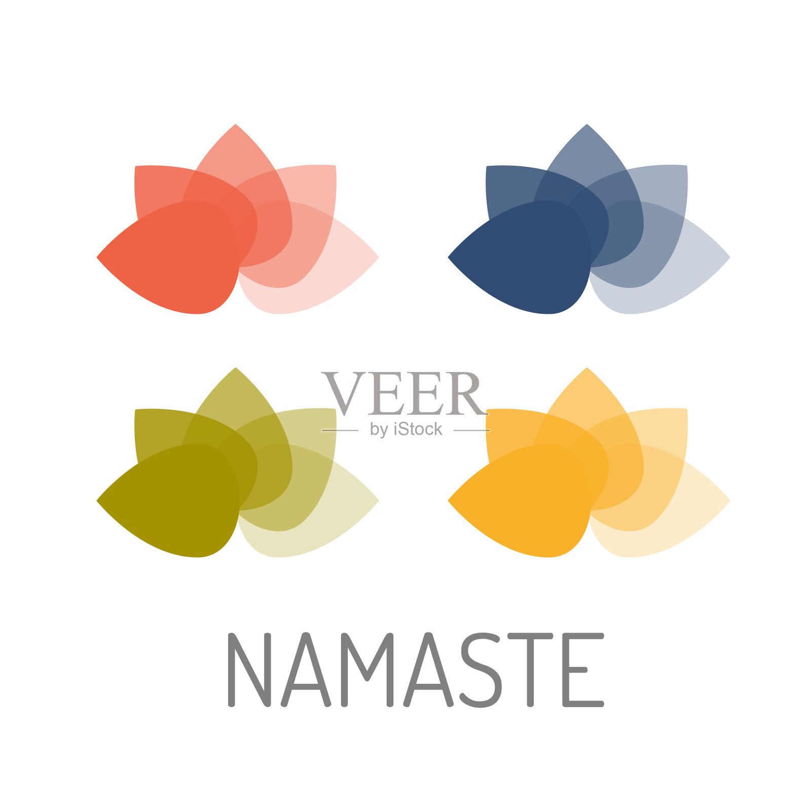 最小彩色莲花符号集插画图片素材