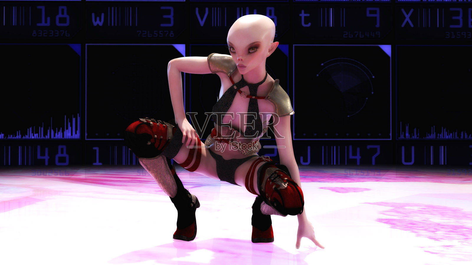 一个女性异形的艺术3D插图照片摄影图片