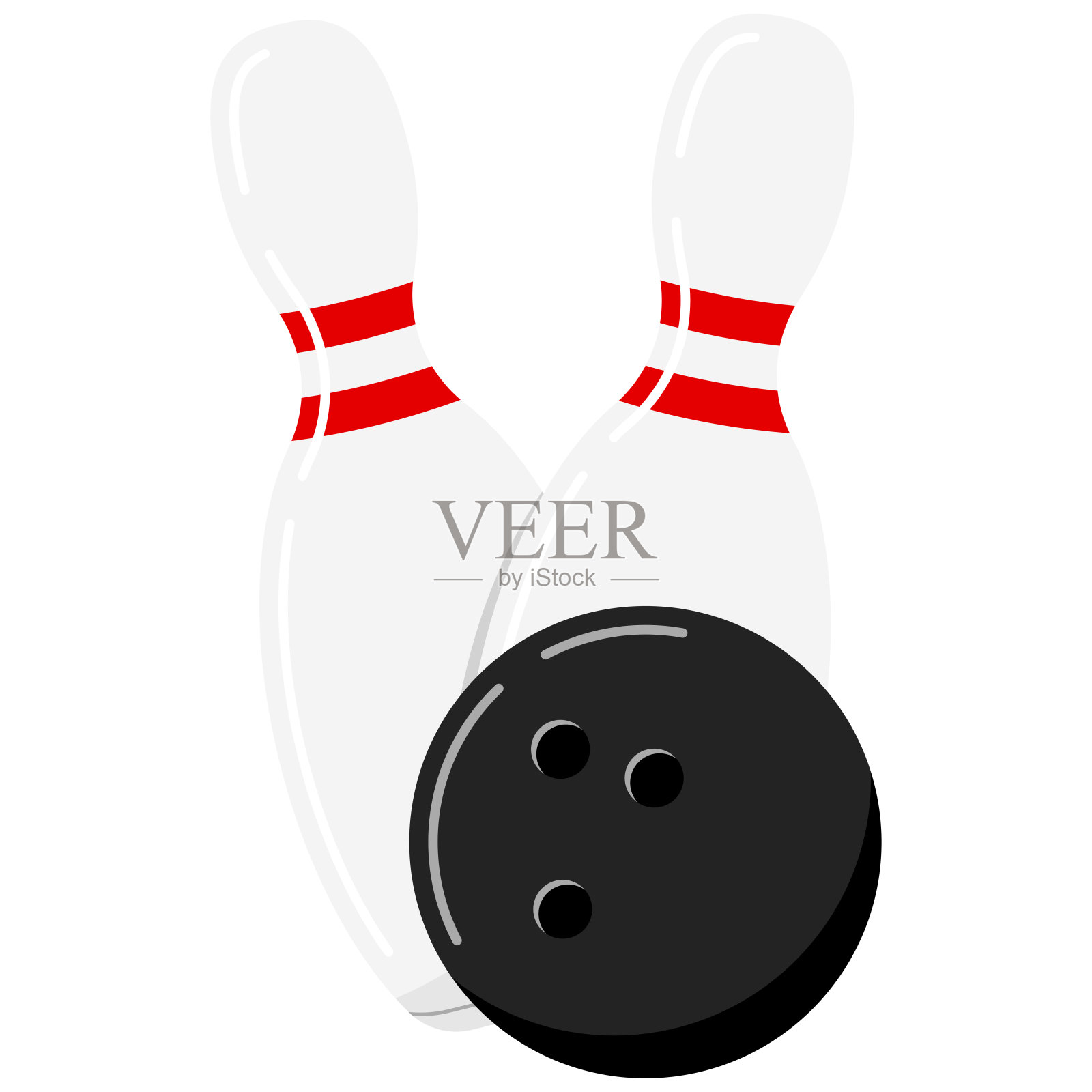 保龄球和针矢量图标孤立的白色背景。设计元素图片