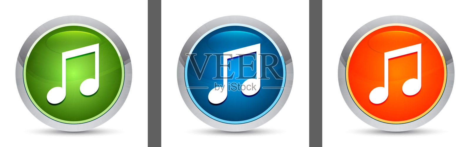 音乐笔记图标现代设计圆形按钮设置插图图标素材