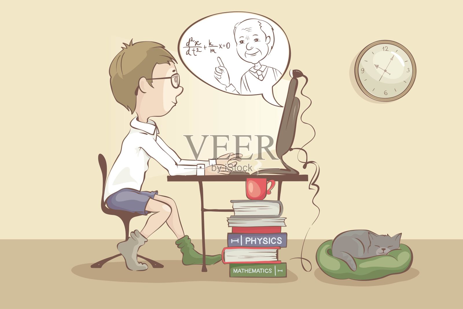 远程学习。插画图片素材