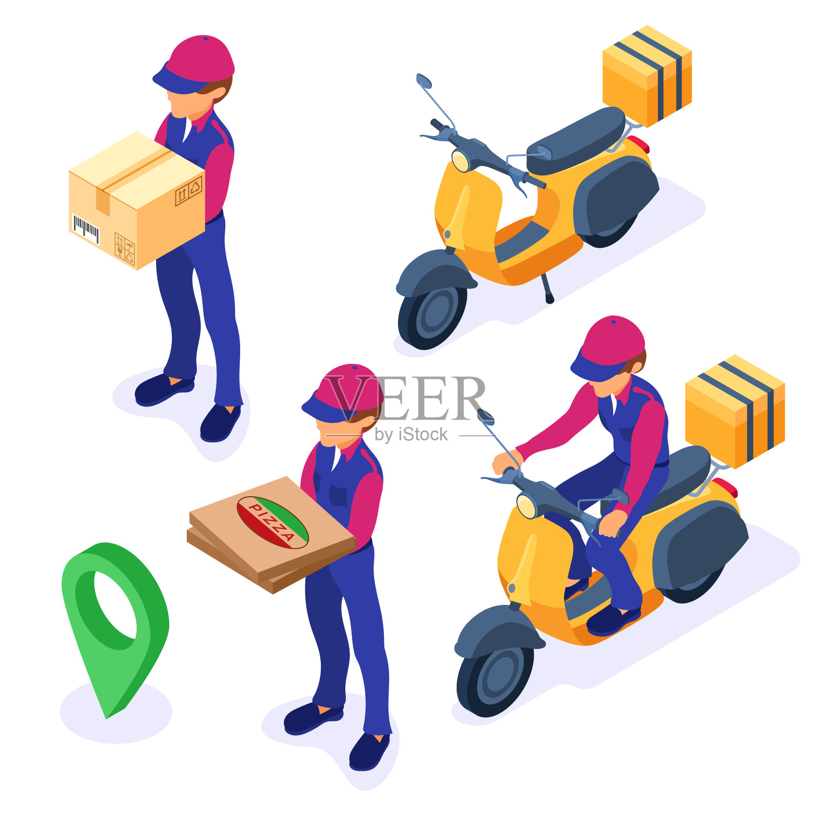 网上订餐快递服务插画图片素材