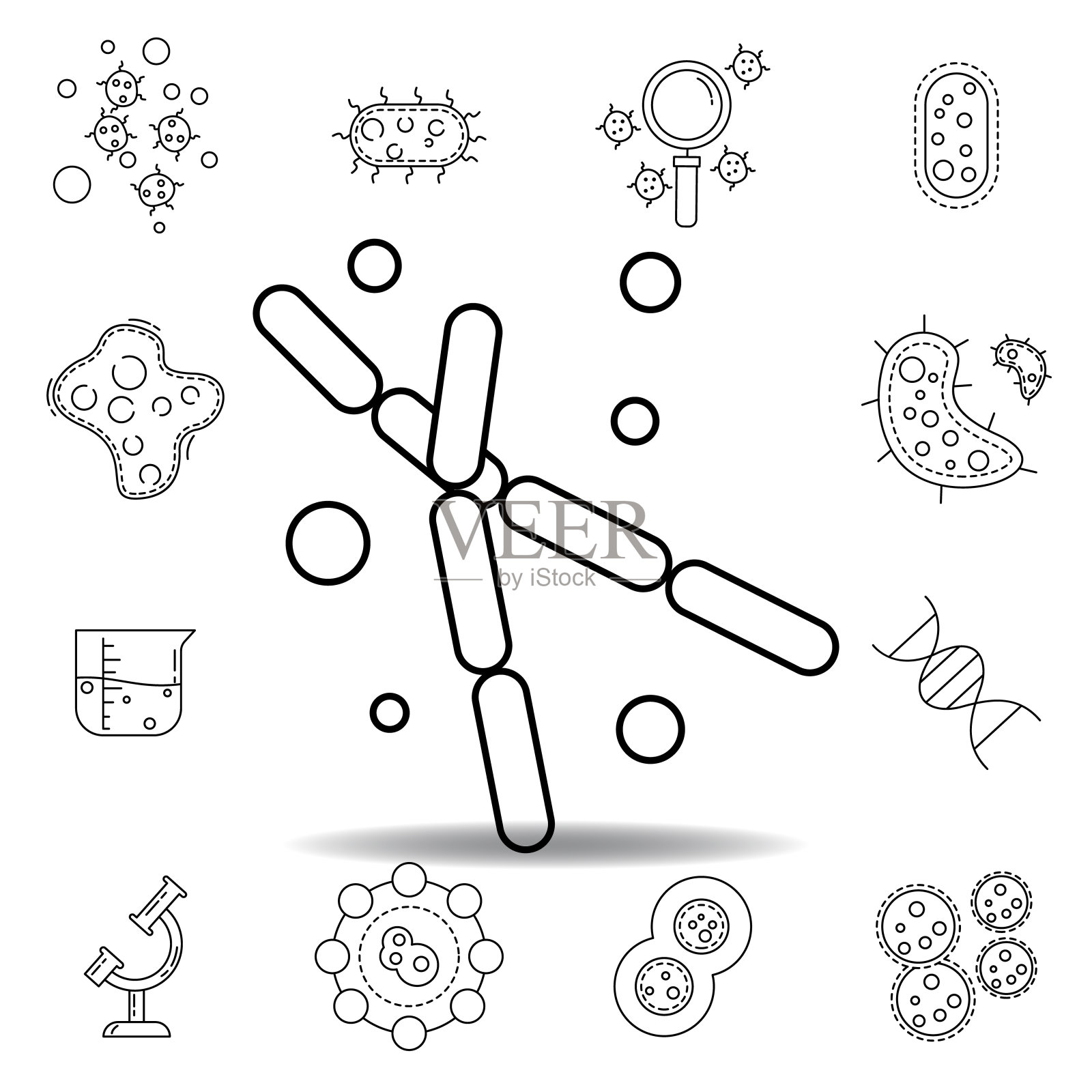 寄生虫昆虫医院线图标。细菌病毒插图图标元素。标志符号可用于web logo移动应用UI UX插画图片素材