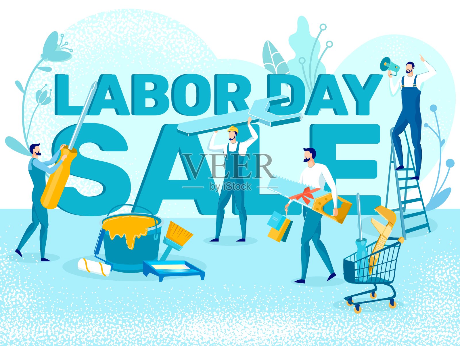 劳动节假期销售平面矢量促销横幅插画图片素材