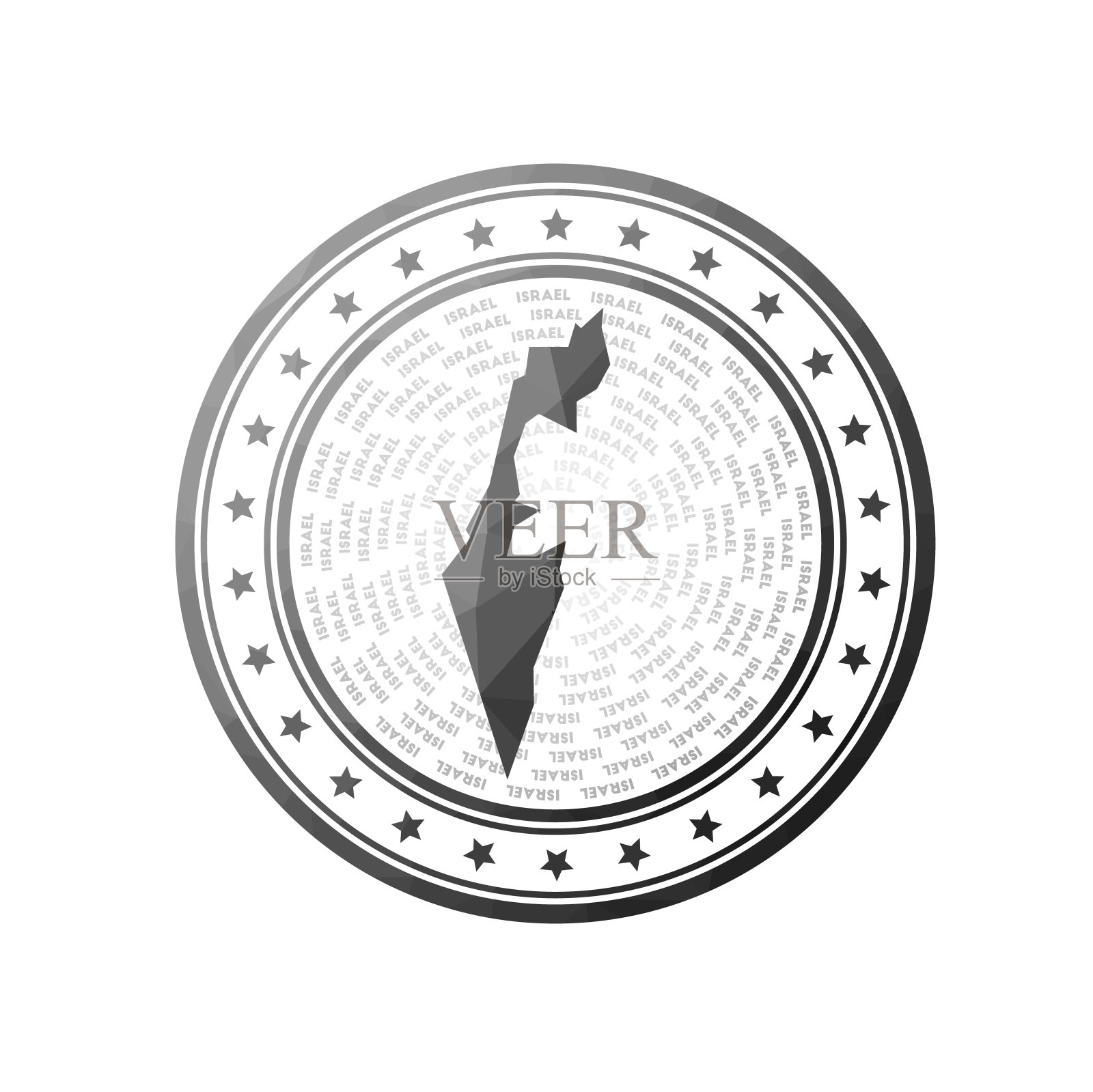 以色列扁平低多边形图章插画图片素材