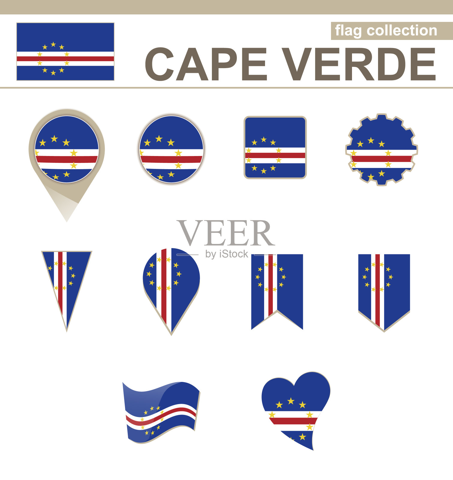 佛得角国旗收藏插画图片素材