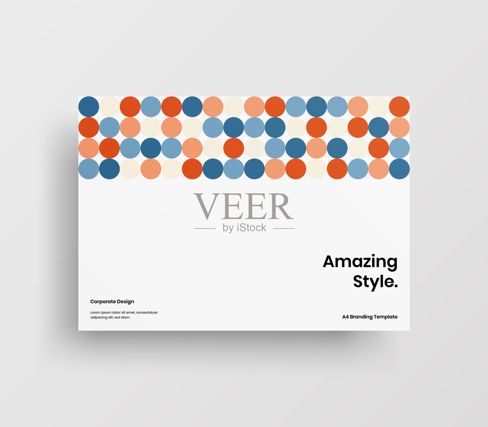 创意业务表示向量A4水平方向首页模拟。现代企业报表封面抽象几何插图设计布局。公司身份手册模板。设计模板素材