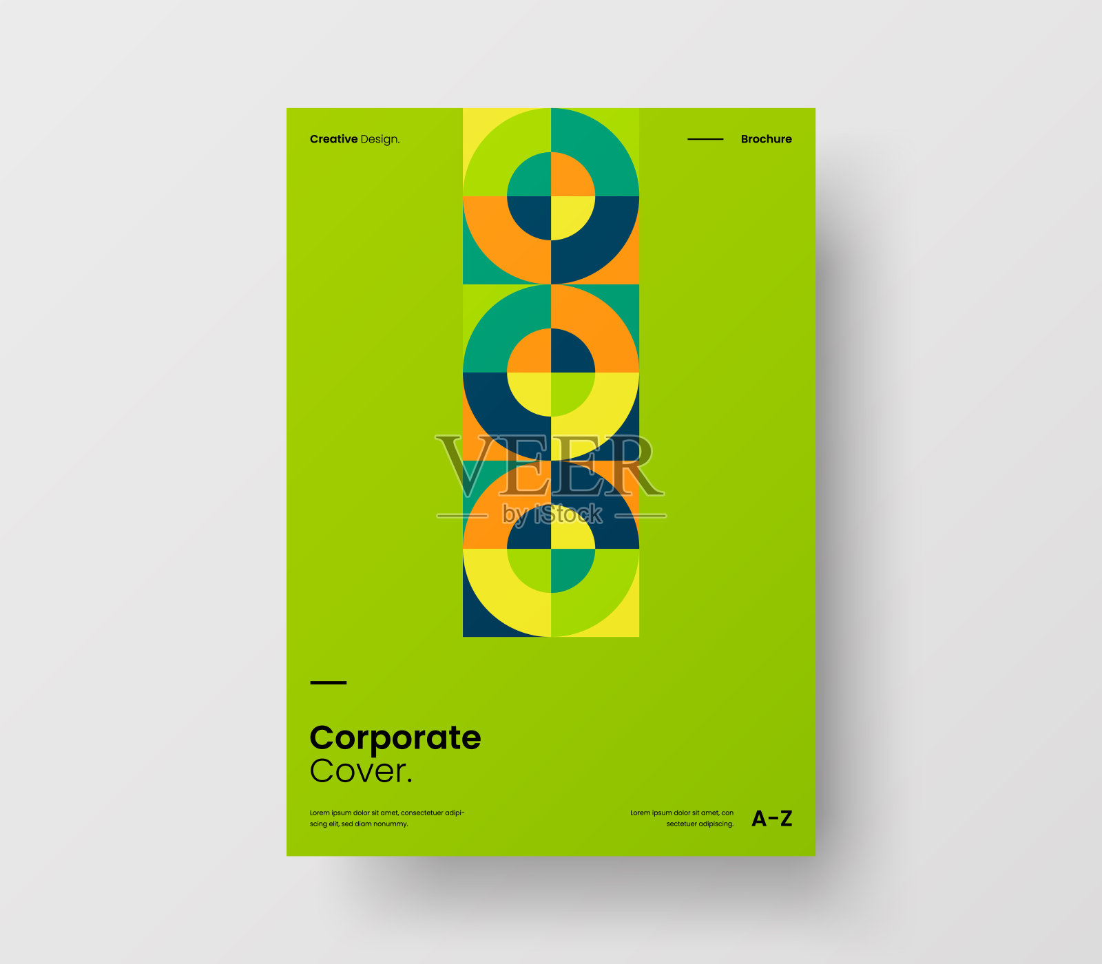 惊人的业务表示向量A4垂直方向的首页模拟。现代企业报表封面抽象几何插图设计布局。公司身份手册模板。设计模板素材