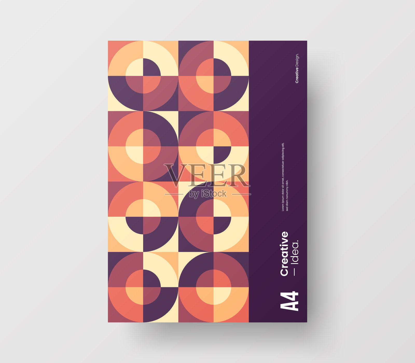 惊人的业务表示向量A4垂直方向的首页模拟。现代企业报表封面抽象几何插图设计布局。公司身份手册模板。设计模板素材