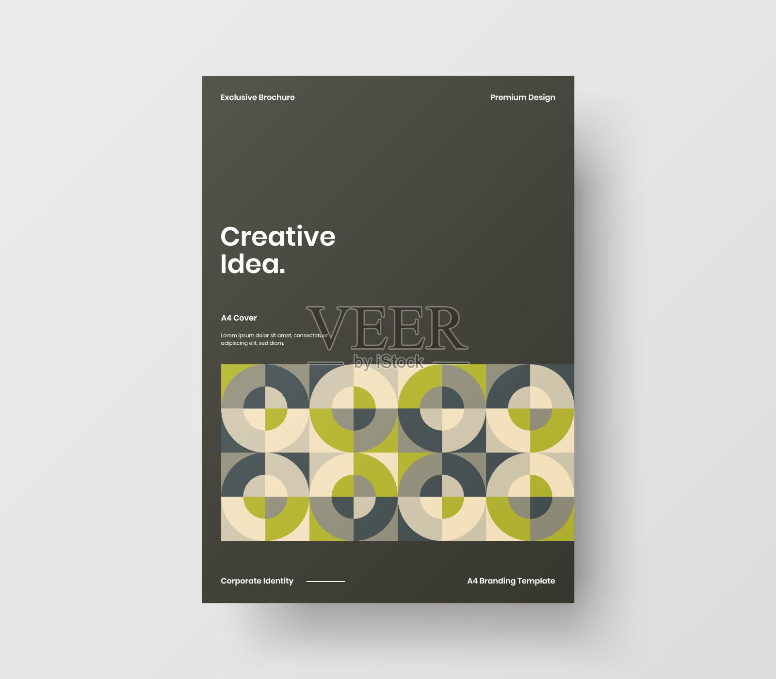 惊人的业务表示向量A4垂直方向的首页模拟。现代企业报表封面抽象几何插图设计布局。公司身份手册模板。设计模板素材