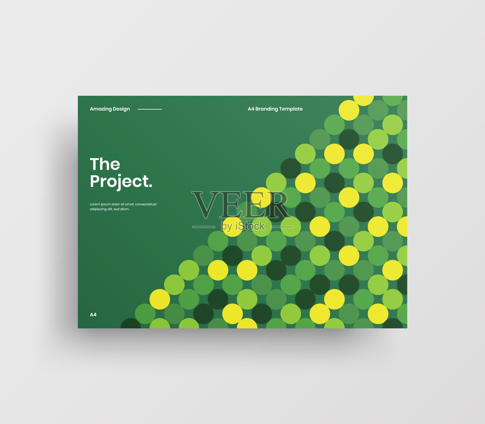 创意业务表示向量A4水平方向首页模拟。现代企业报表封面抽象几何插图设计布局。公司身份手册模板。设计模板素材