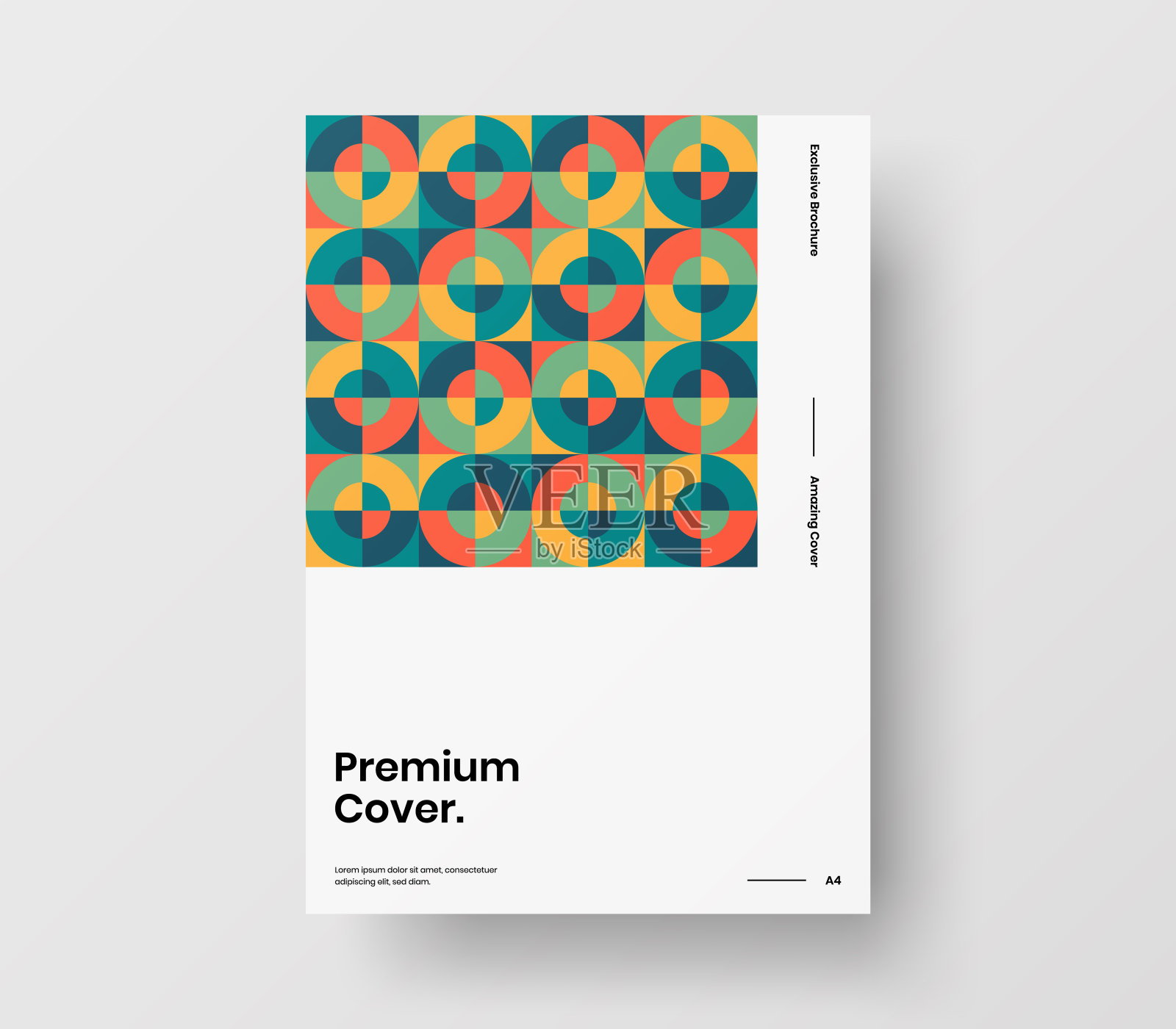 惊人的业务表示向量A4垂直方向的首页模拟。现代企业报表封面抽象几何插图设计布局。公司身份手册模板。设计模板素材