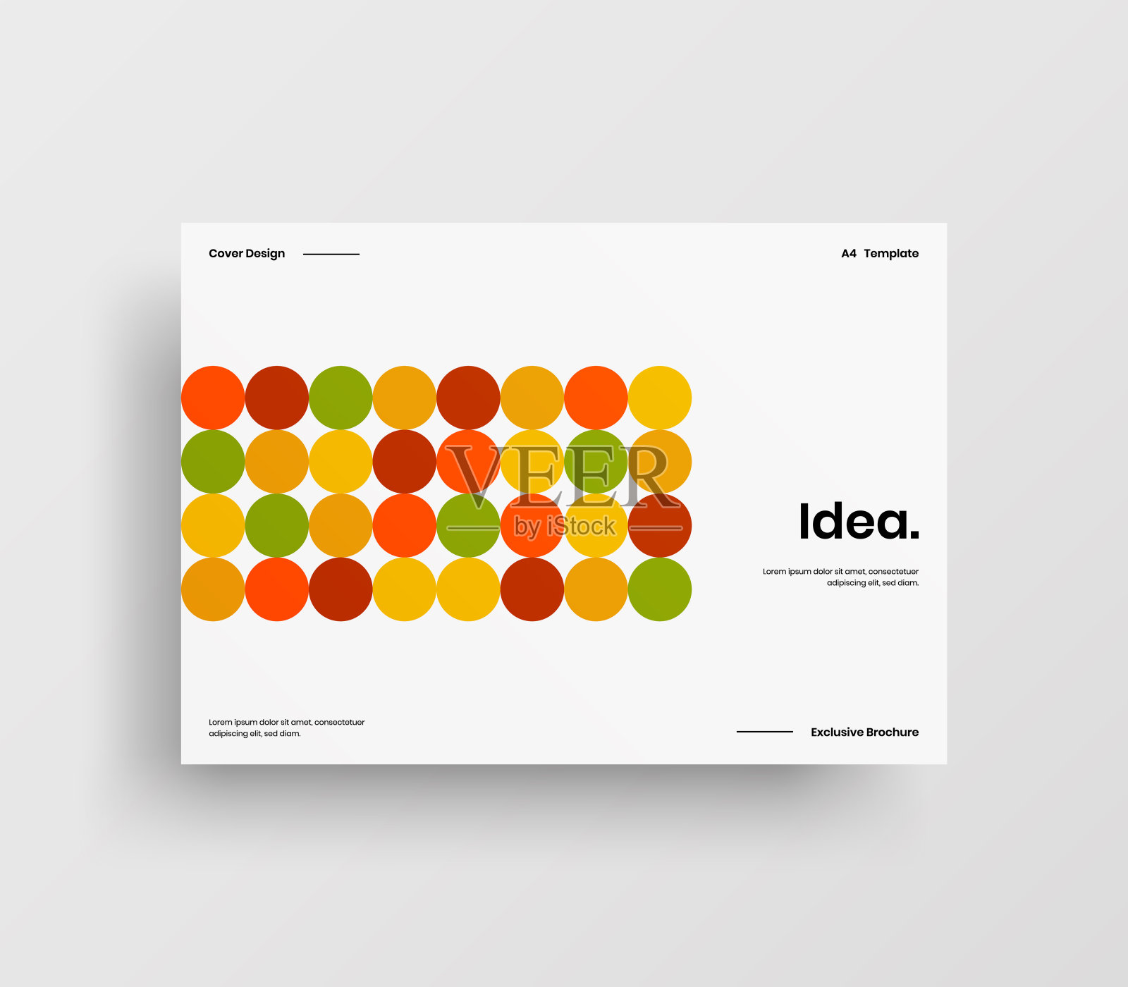 创意业务表示向量A4水平方向首页模拟。现代企业报表封面抽象几何插图设计布局。公司身份手册模板。设计模板素材