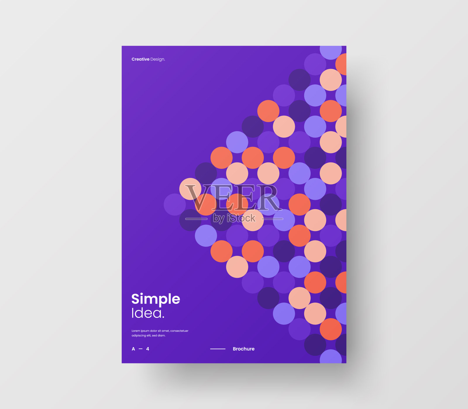 惊人的业务表示向量A4垂直方向的首页模拟。现代企业报表封面抽象几何插图设计布局。公司身份手册模板。设计模板素材