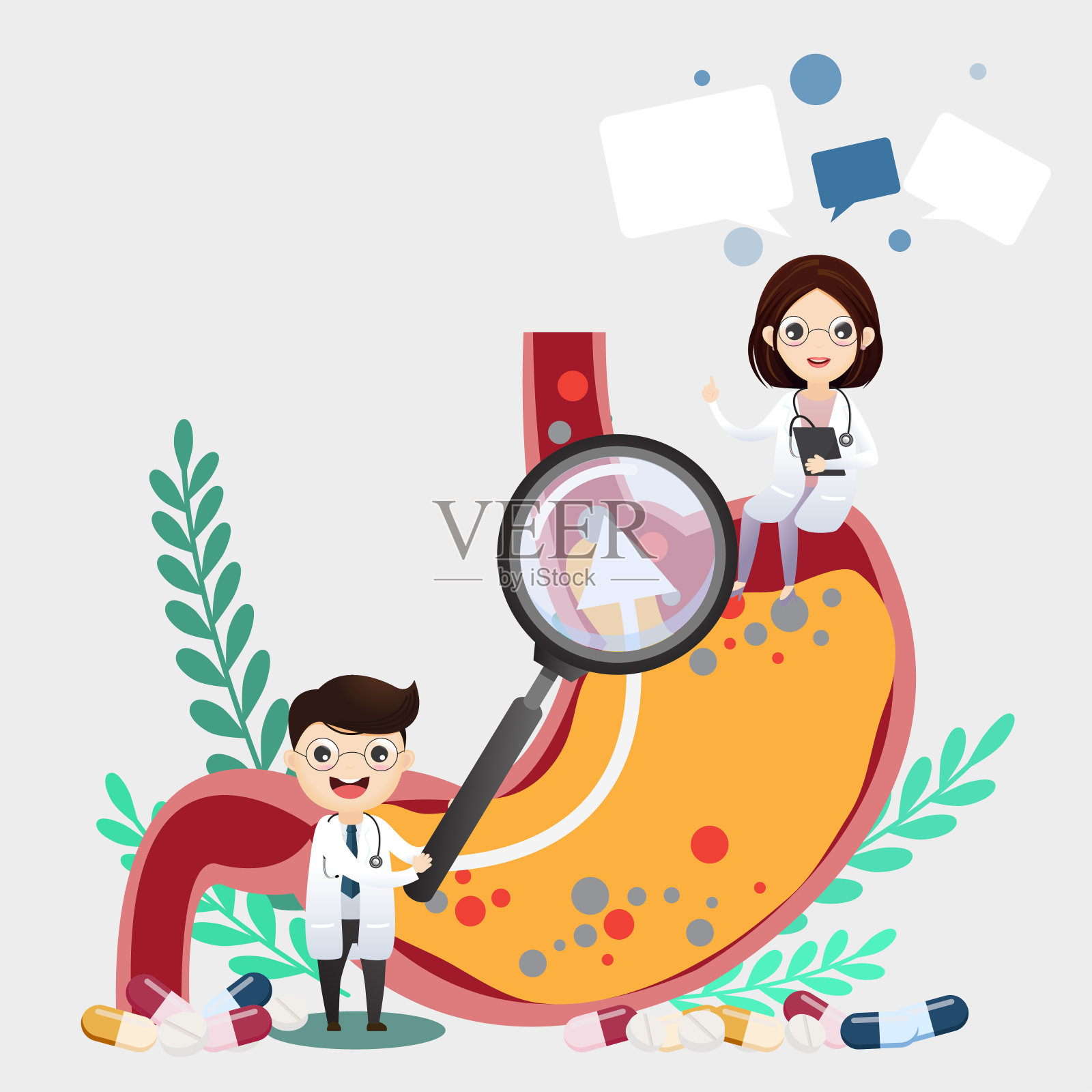 胃食管反流病(GERD)插画图片素材