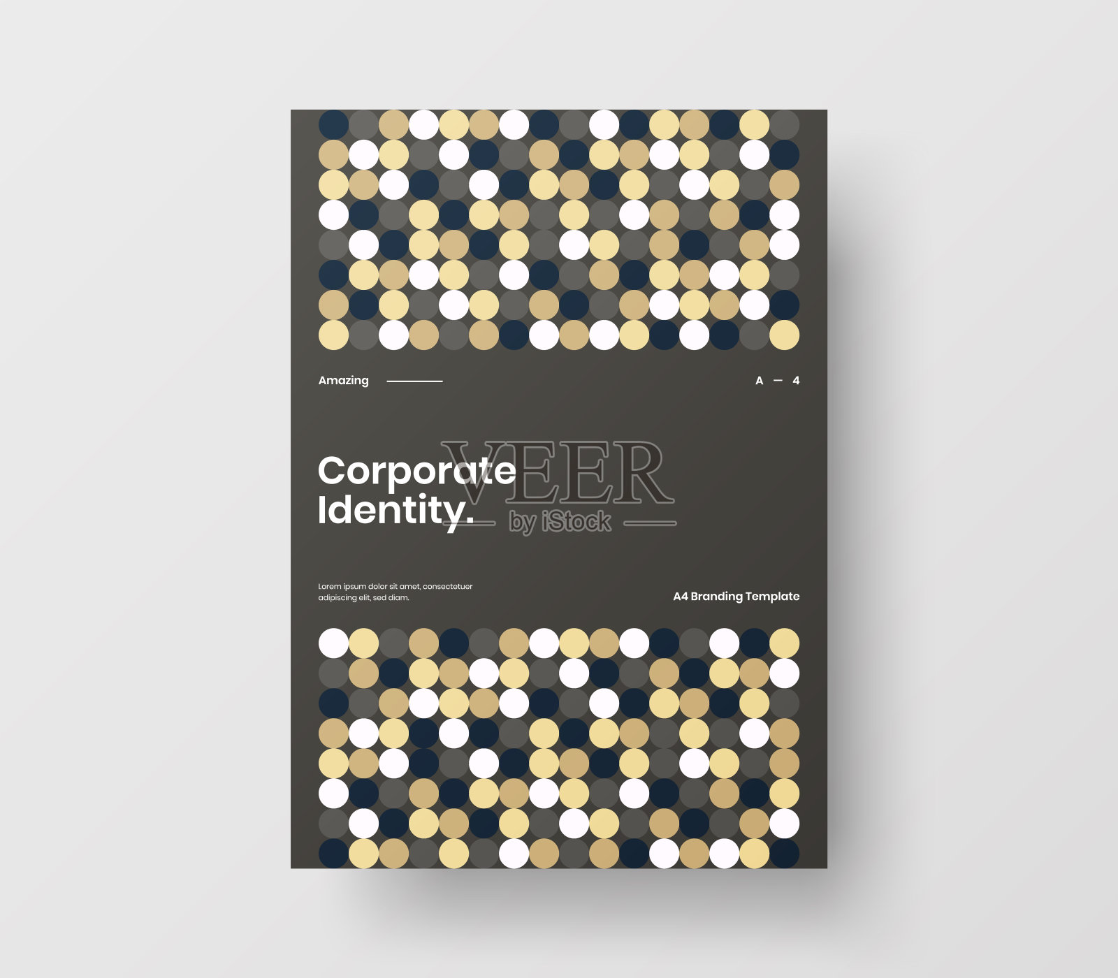 惊人的业务表示向量A4垂直方向的首页模拟。现代企业报表封面抽象几何插图设计布局。公司身份手册模板。设计模板素材