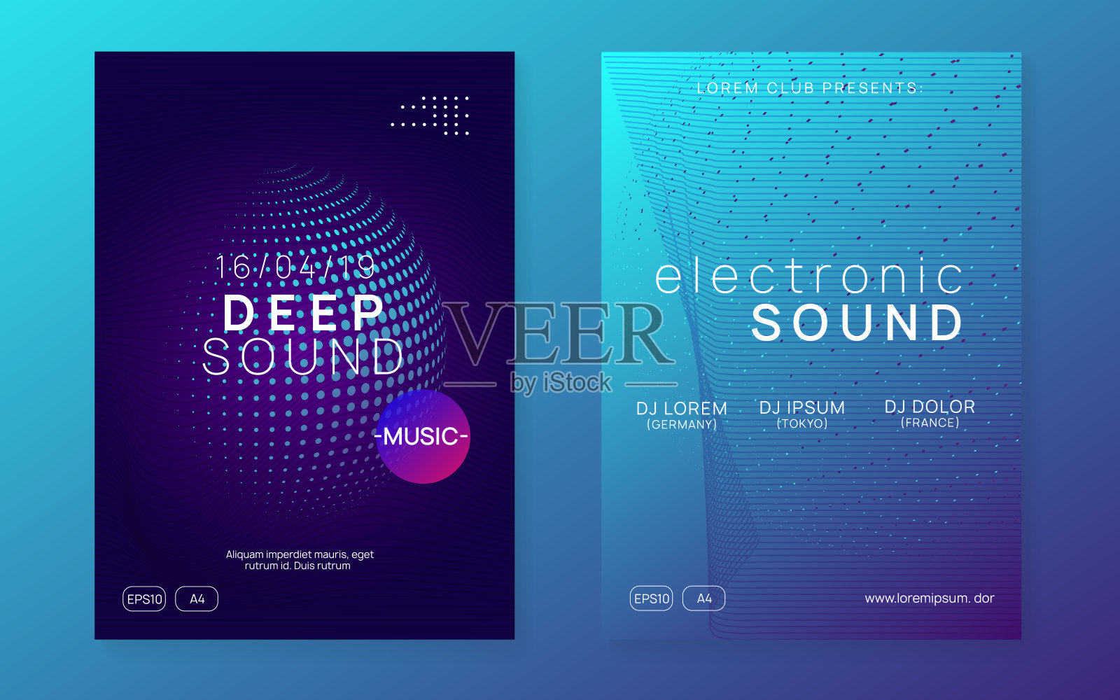 霓虹恍惚事件传单。dj派对。电子舞曲。E插画图片素材