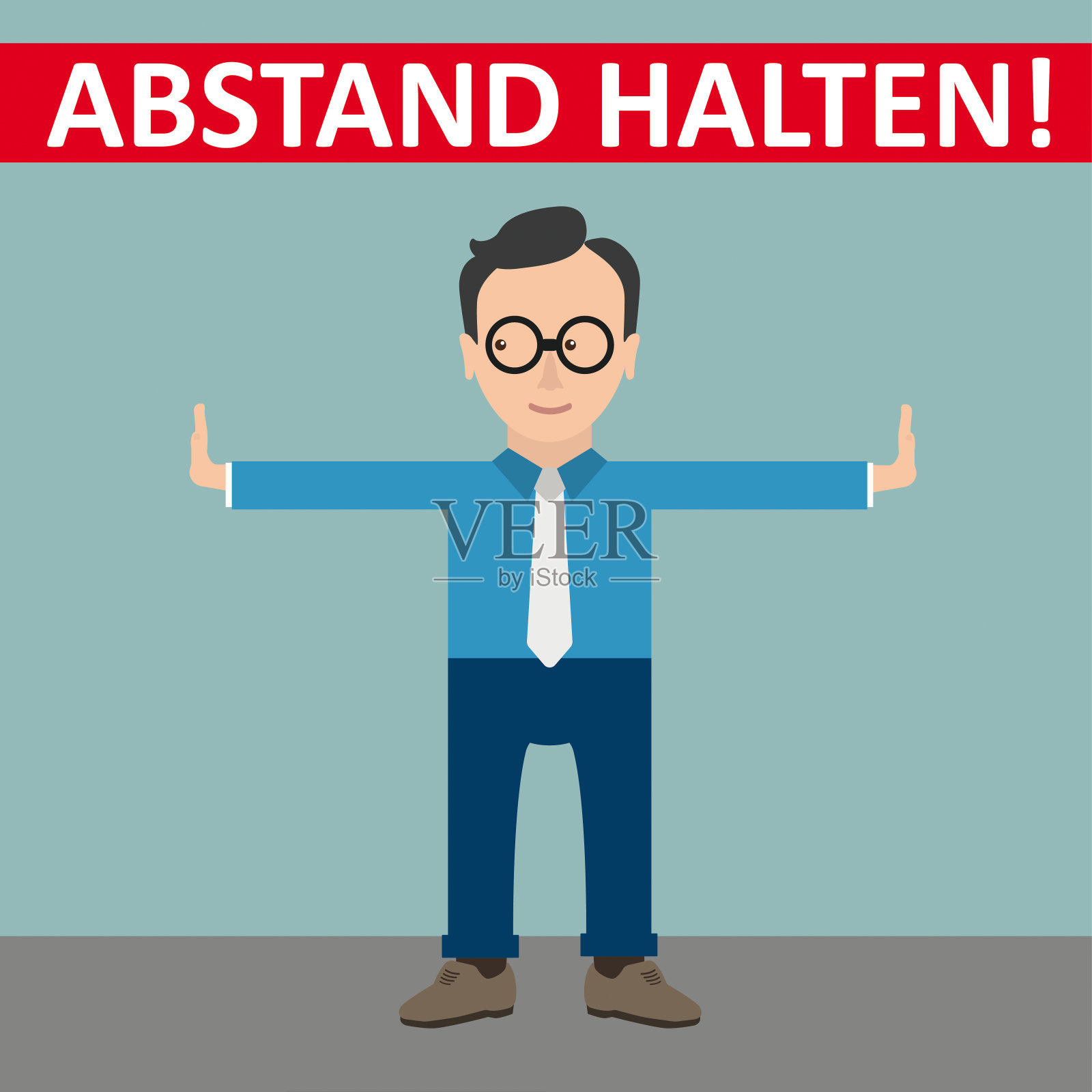 卡通人物保持距离插画图片素材