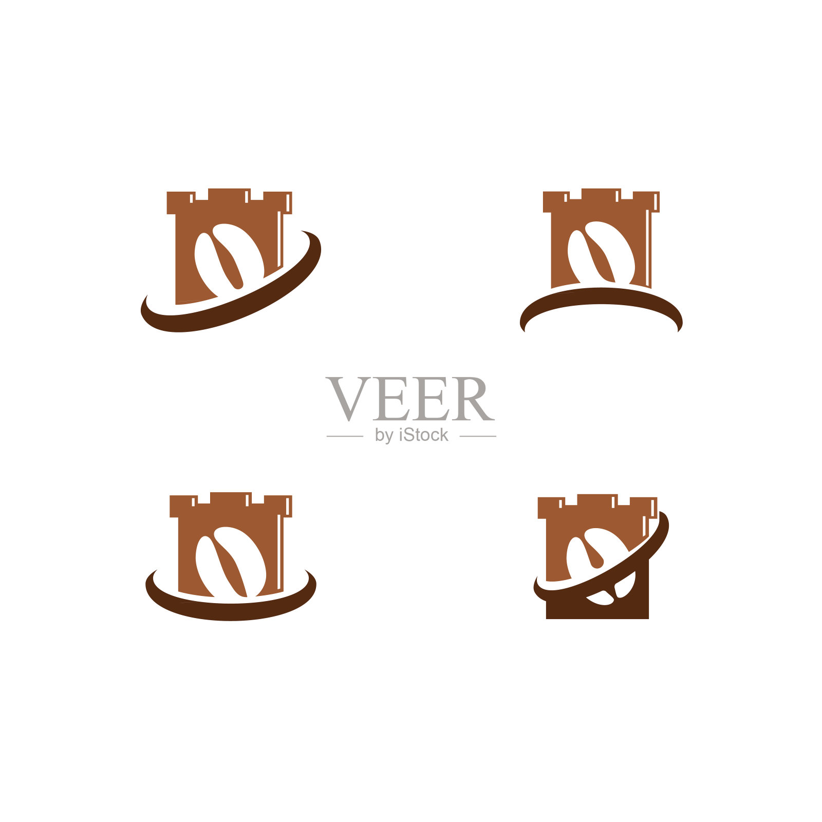 咖啡城堡设计概念向量，咖啡王国模板设计插画图片素材