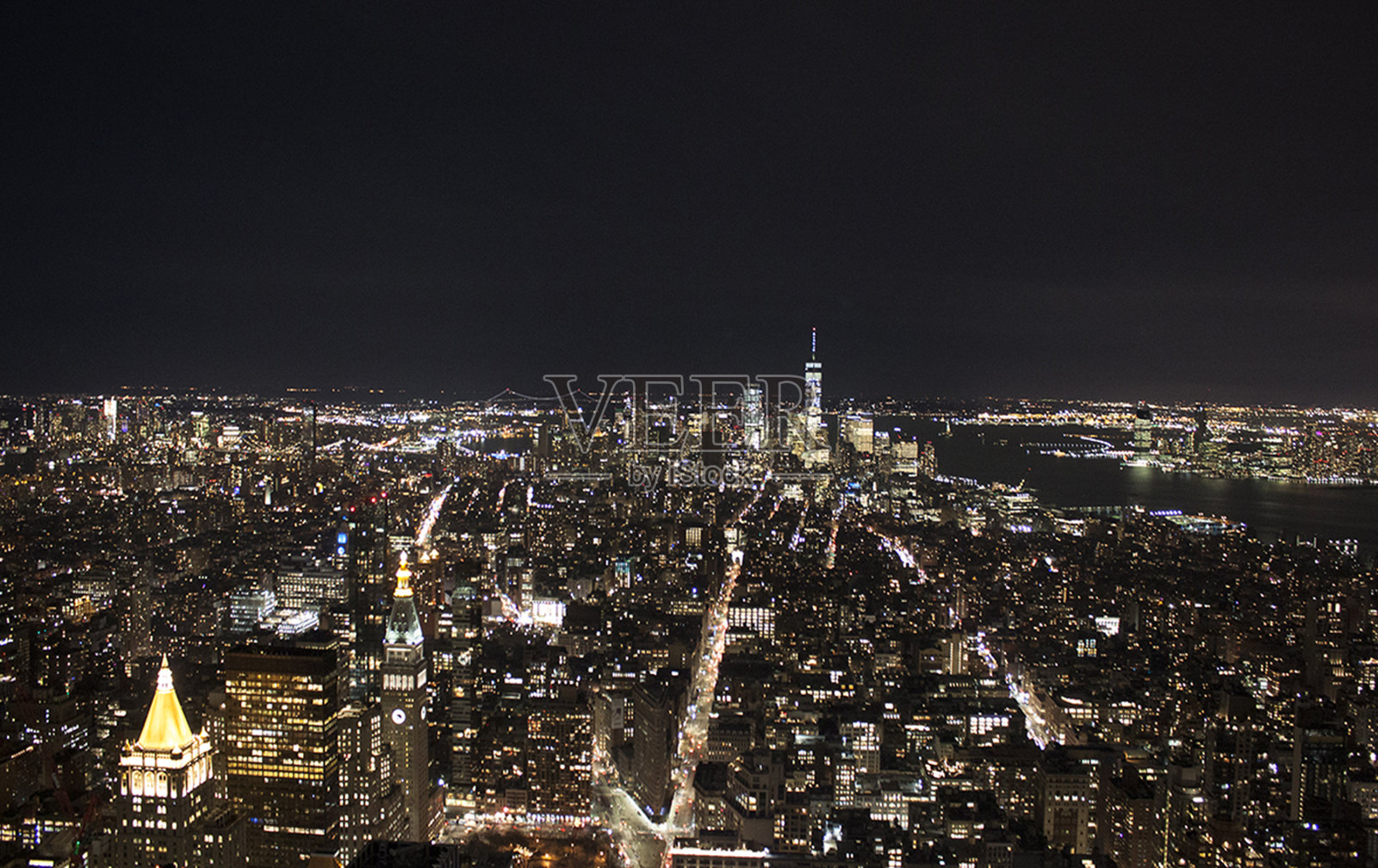 纽约市的夜景照片摄影图片