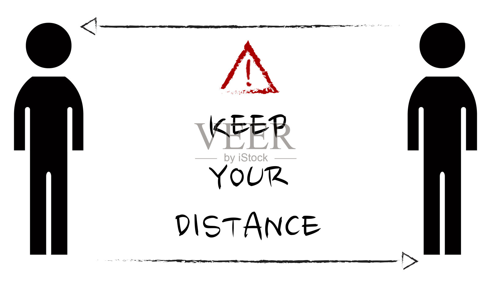 社交距离警告信号插画图片素材