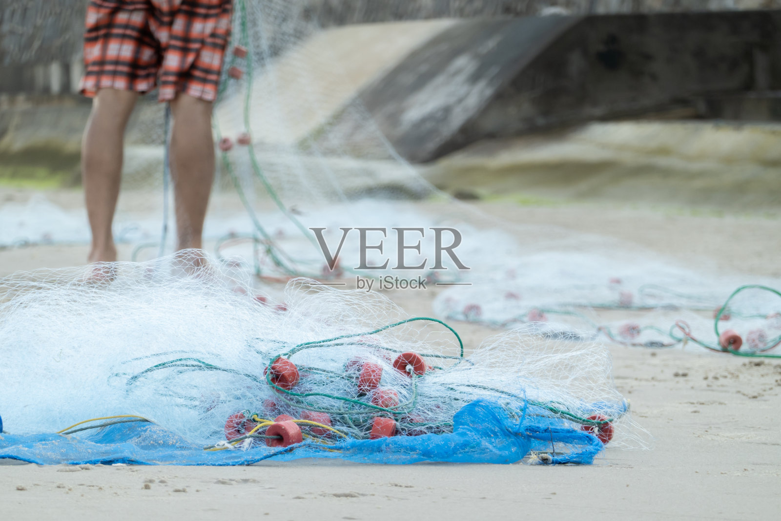 泰国华欣海滩的渔网照片摄影图片