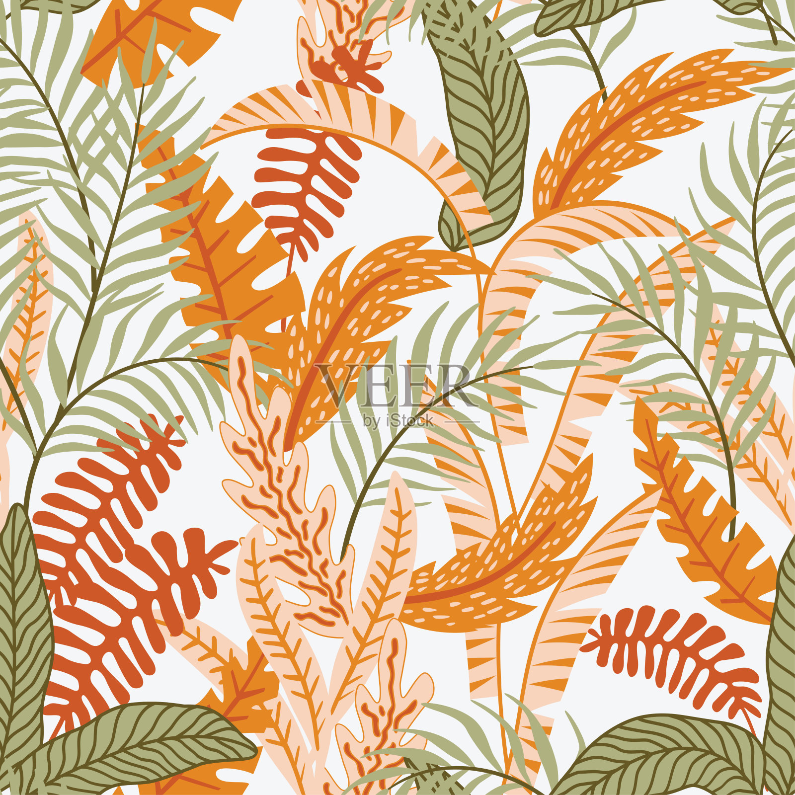 手绘留下无缝的白色背景插画图片素材