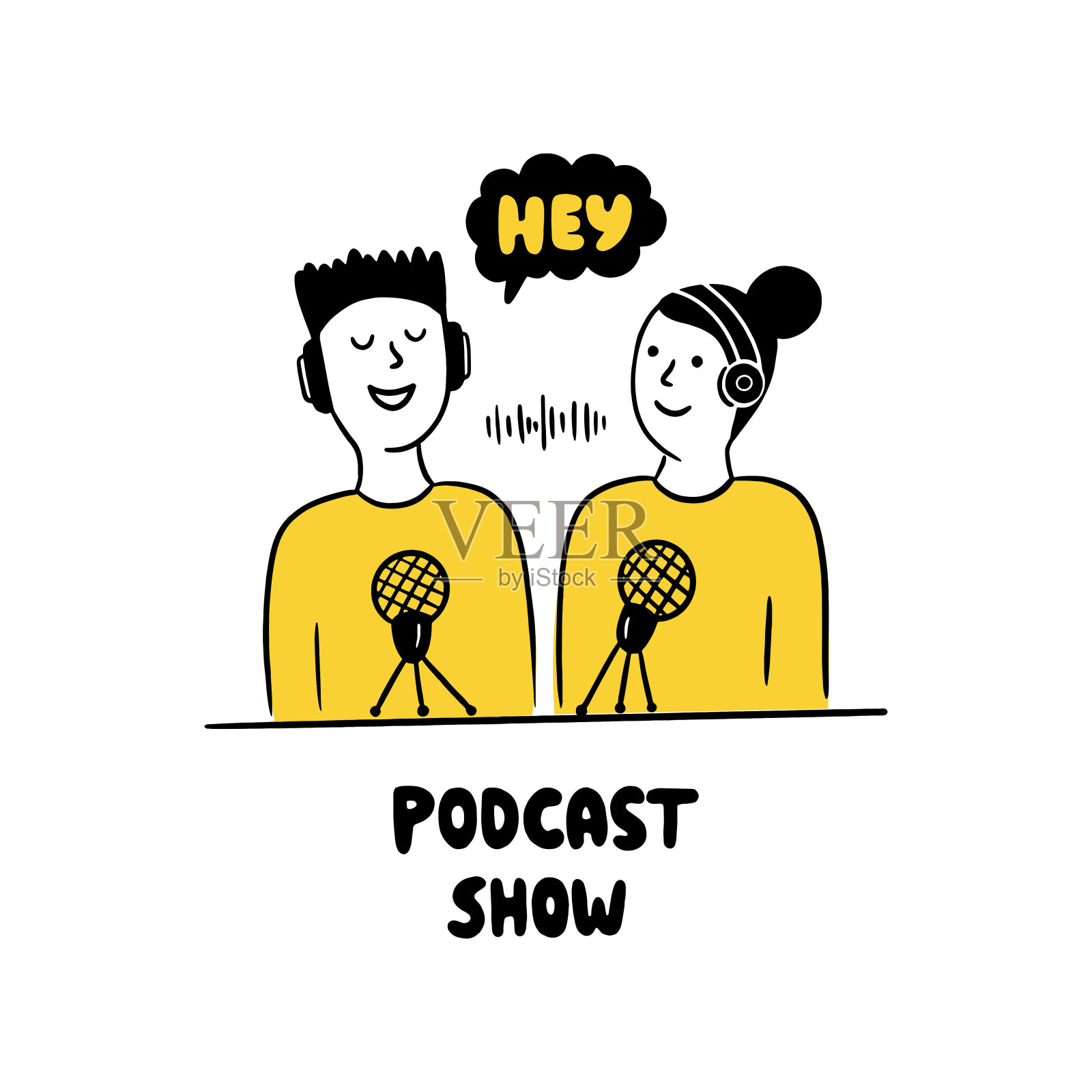 播客节目。插画图片素材