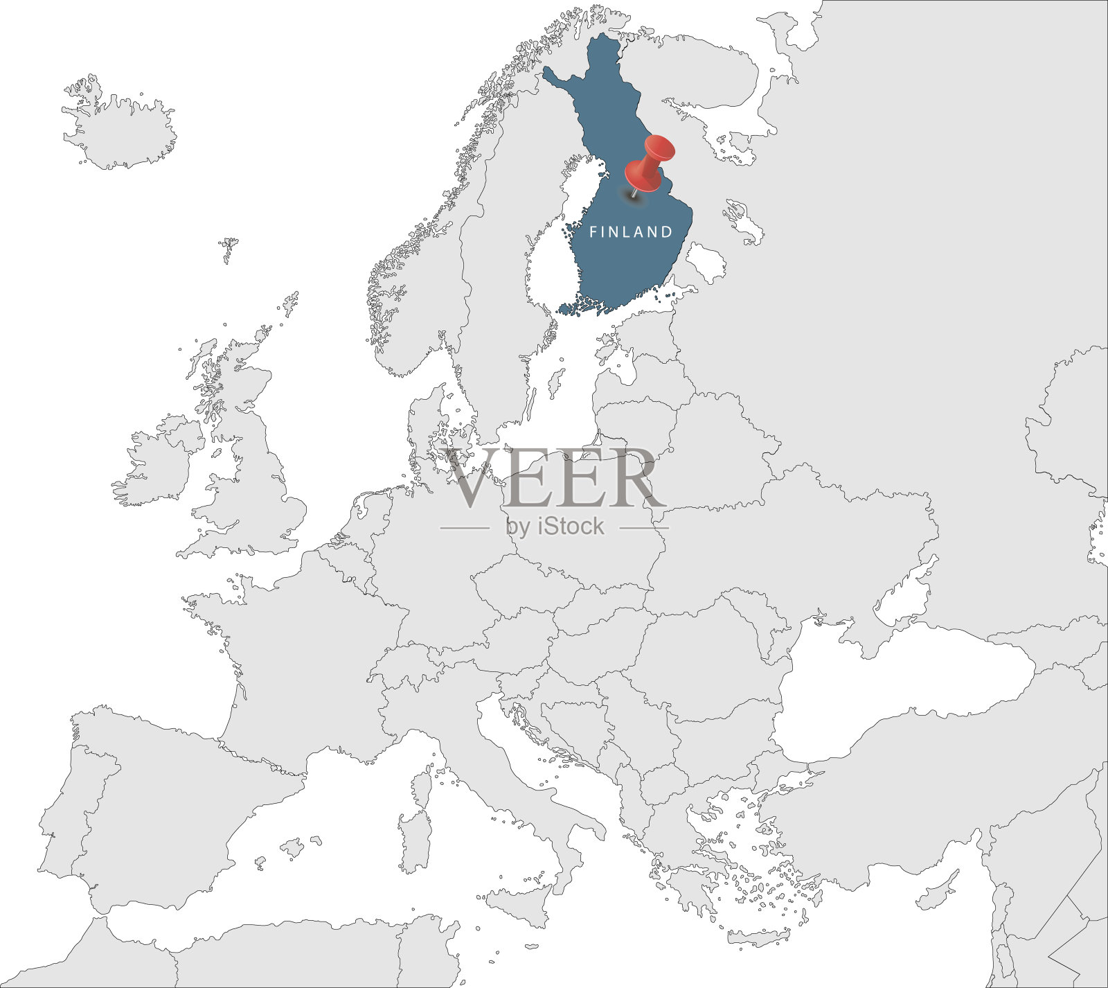 带有芬兰标识的欧盟地图。插画图片素材