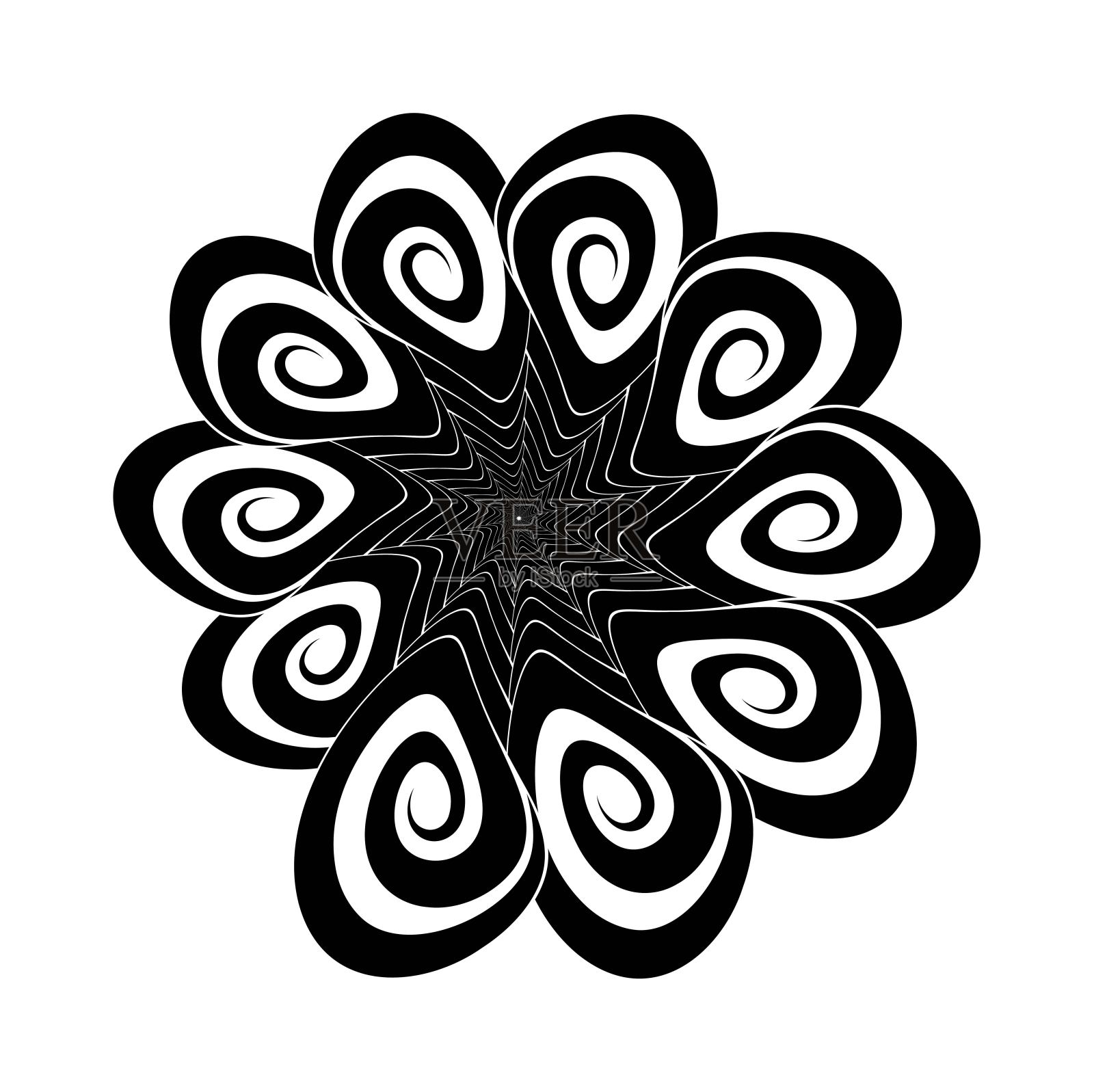 抽象矢量螺旋形状上的白色背景。孤立螺旋，模板设计，催眠效果。每股收益10插画图片素材